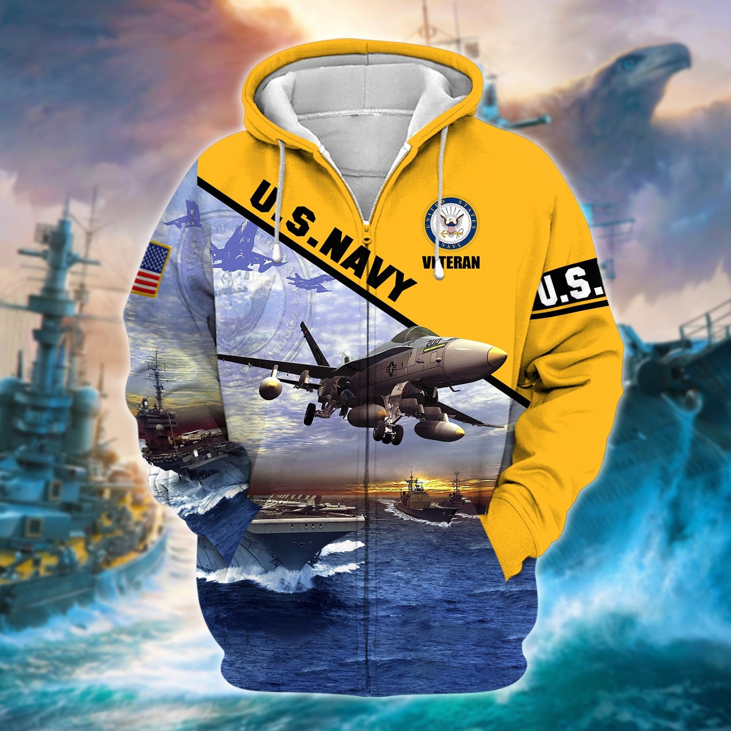 Unique U.S. Navy Veteran Zip Hoodie