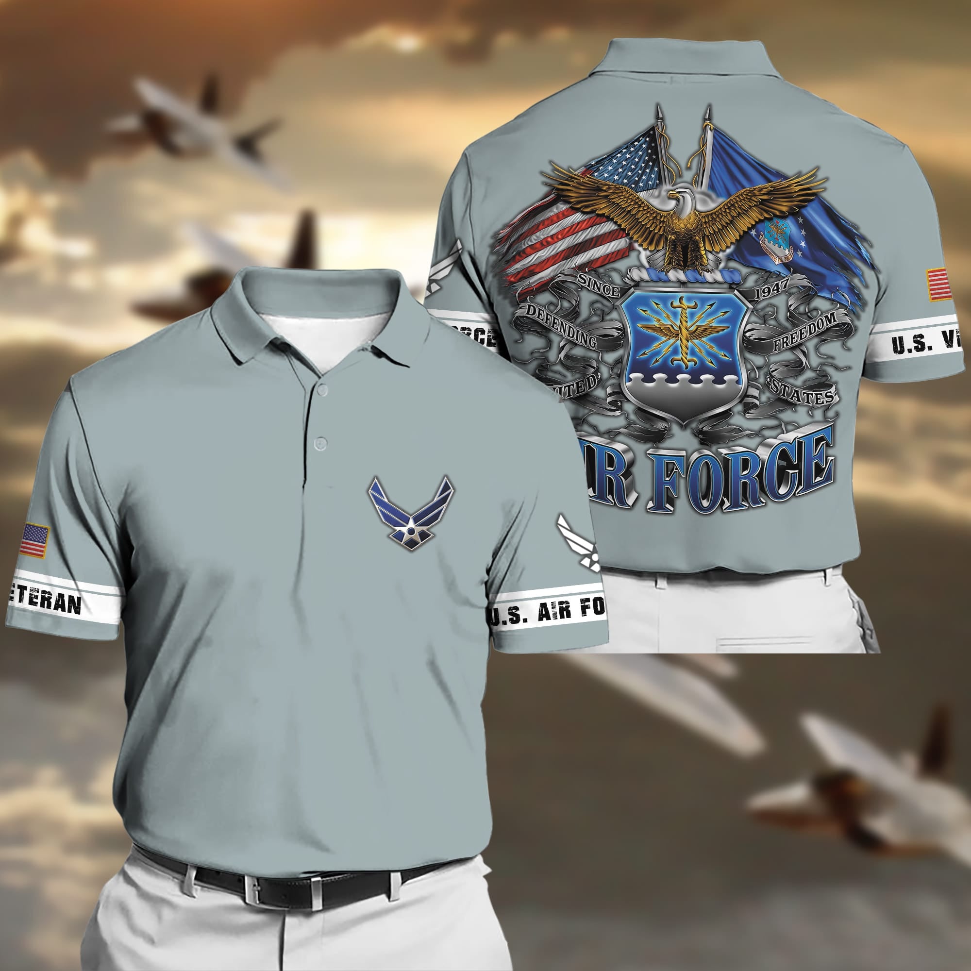 Premium Multiple US Military Services Veteran Polo Shirt