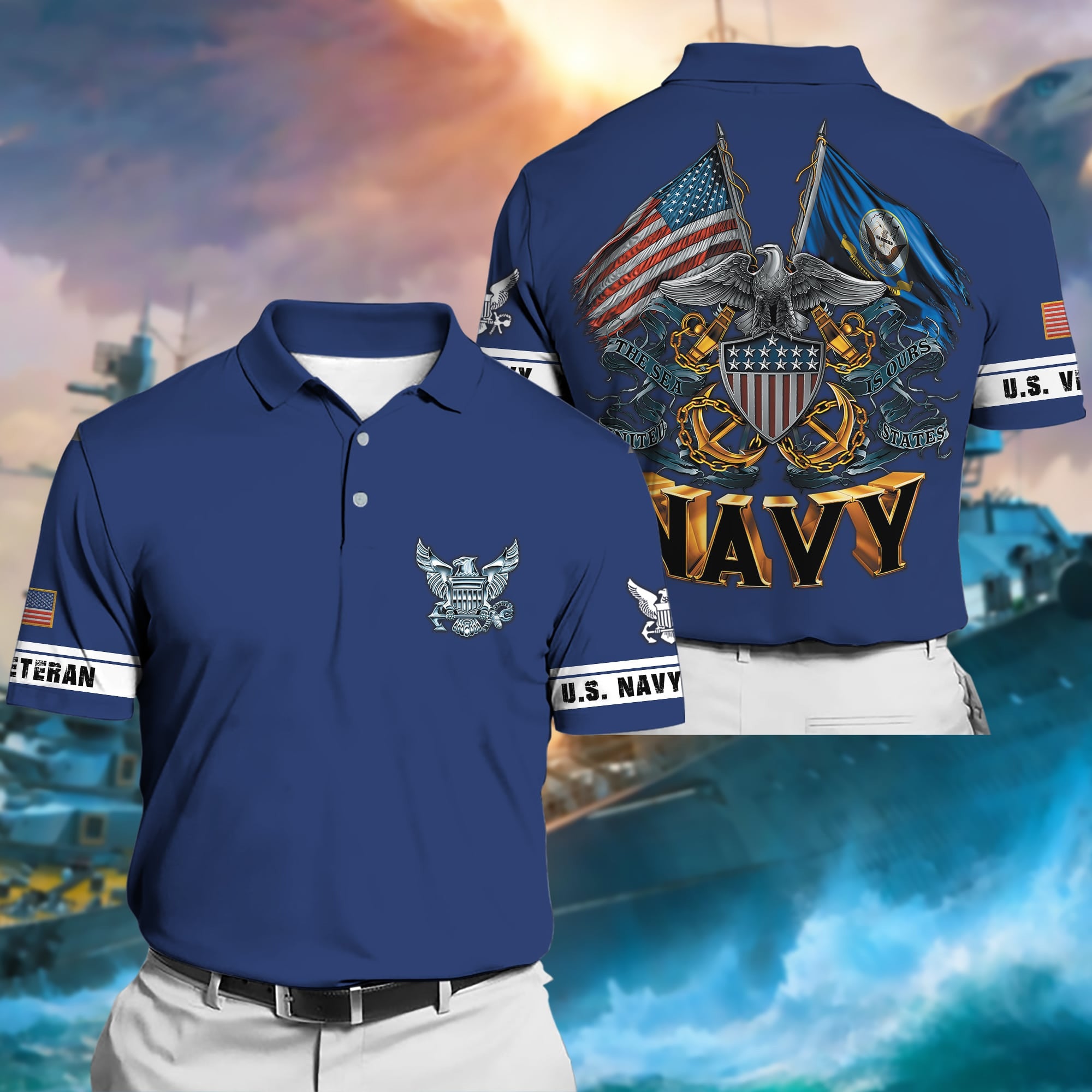 Premium Multiple US Military Services Veteran Polo Shirt