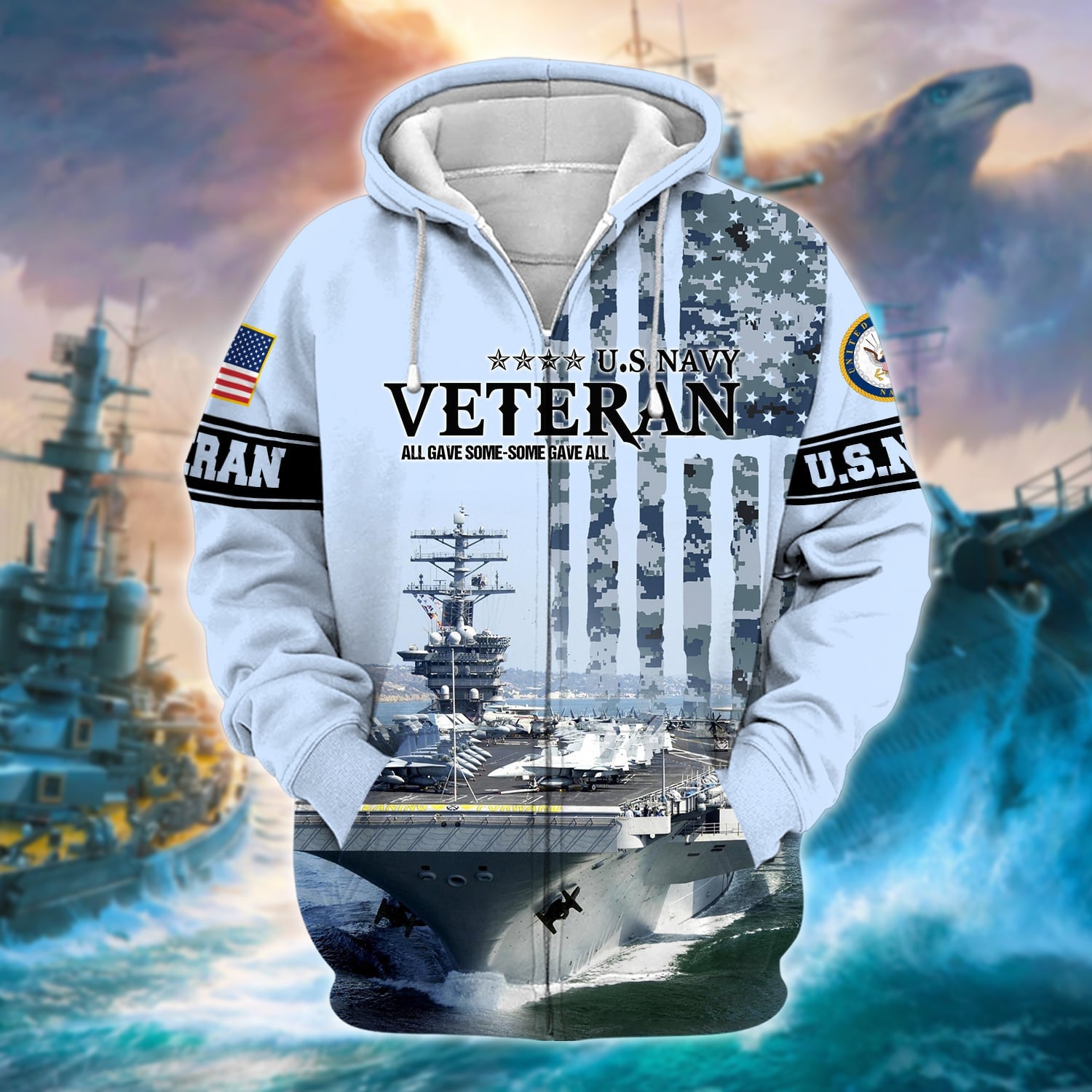 Unique U.S. Navy Veteran Zip Hoodie