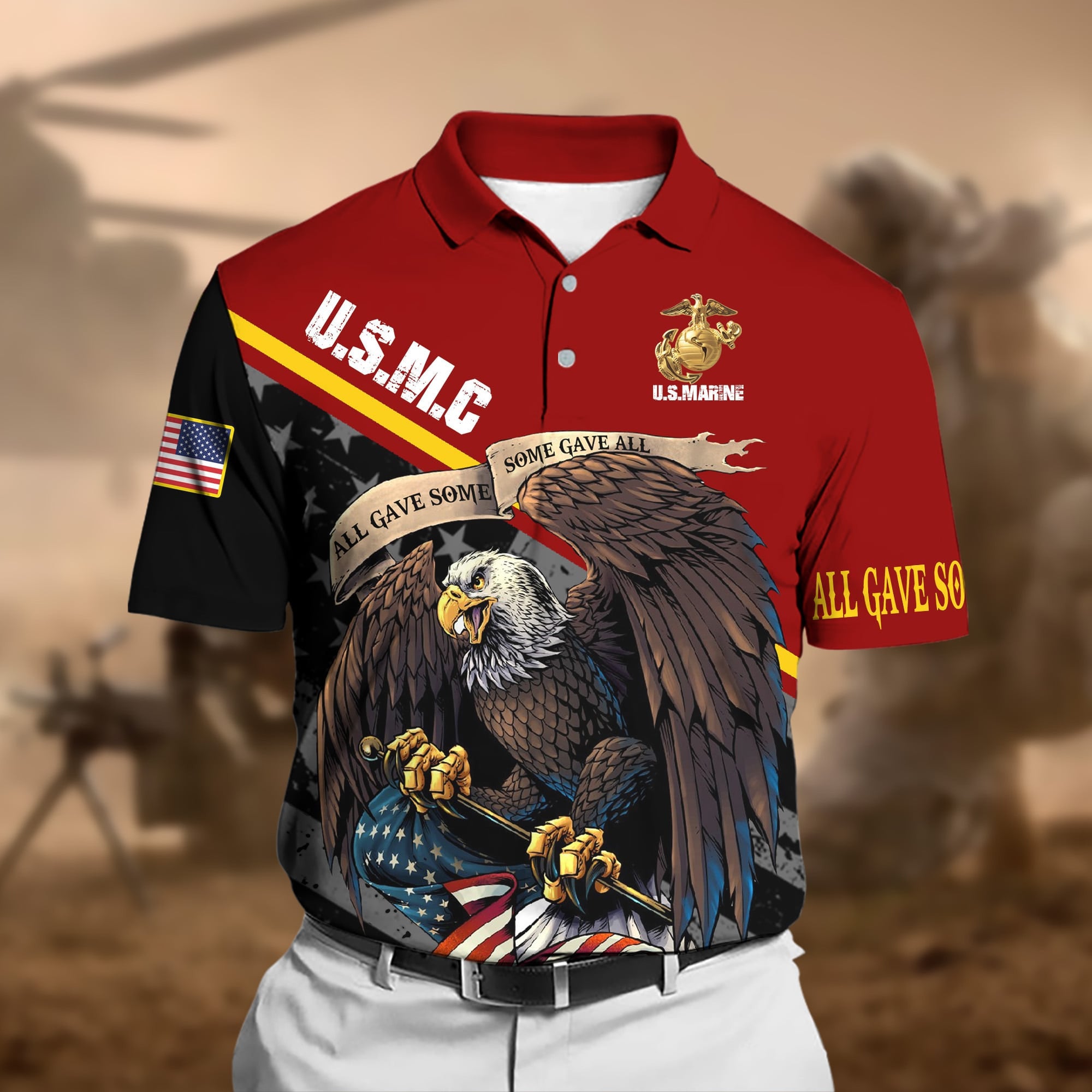 Premium U.S Multiple Service Veteran Polo Shirt