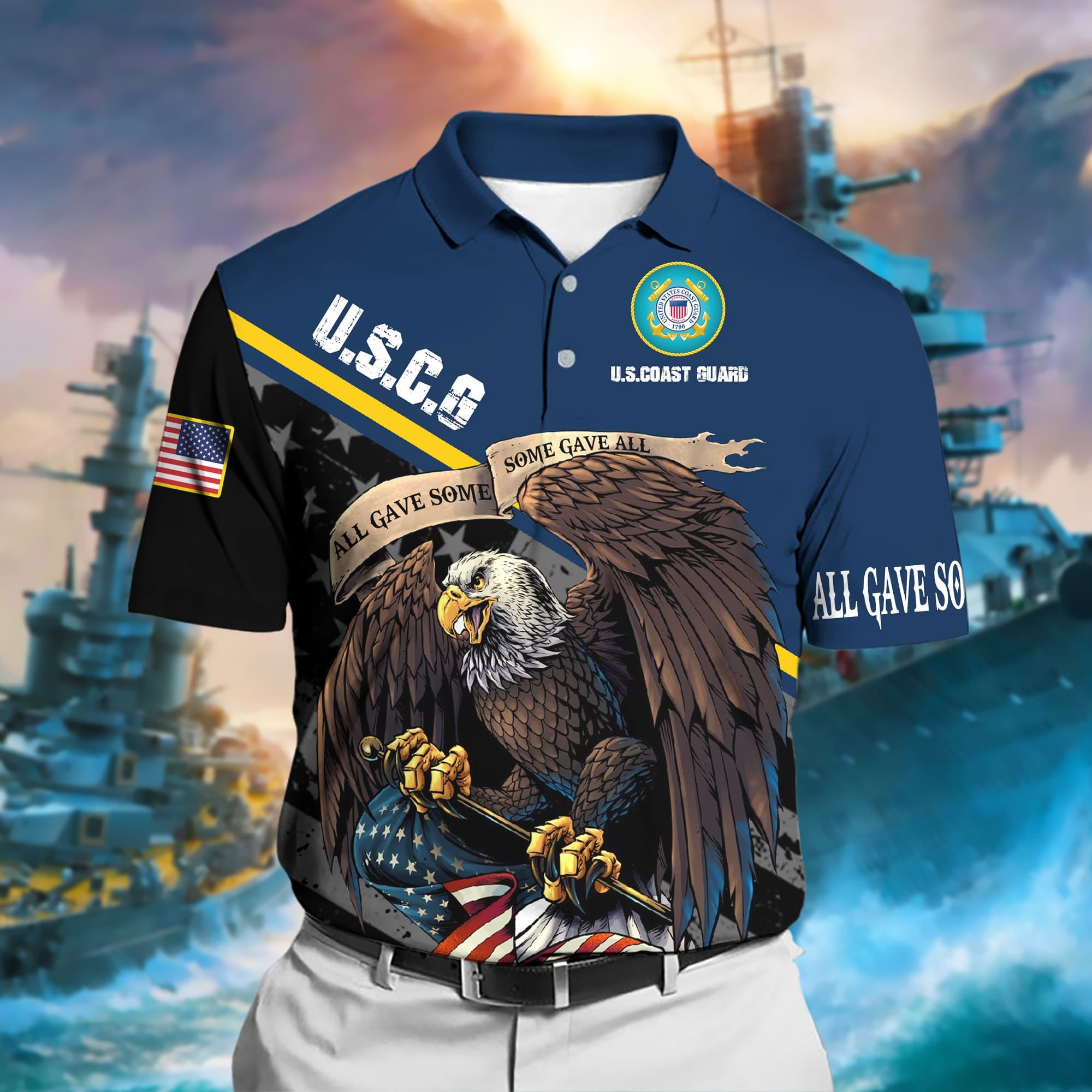 Premium U.S Multiple Service Veteran Polo Shirt