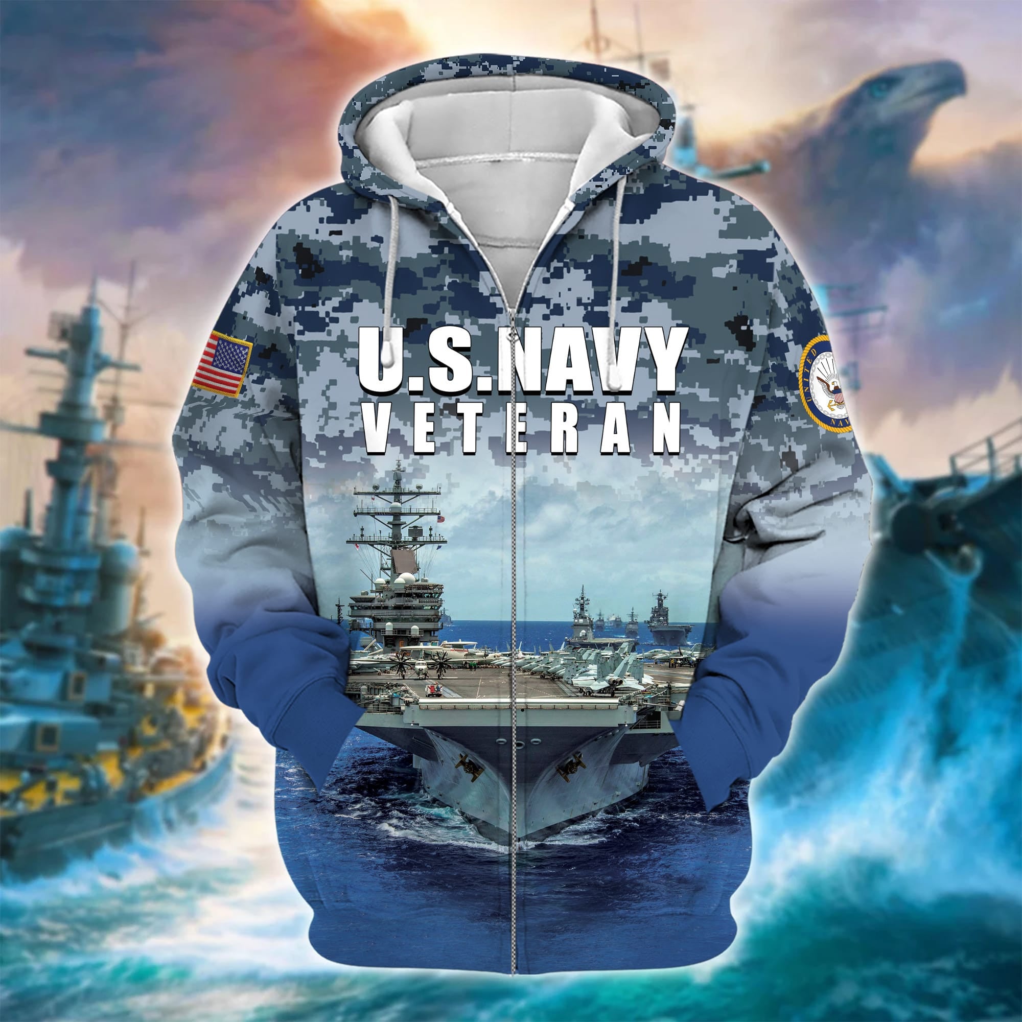 Premium U.S. Navy Veteran Zip Hoodie