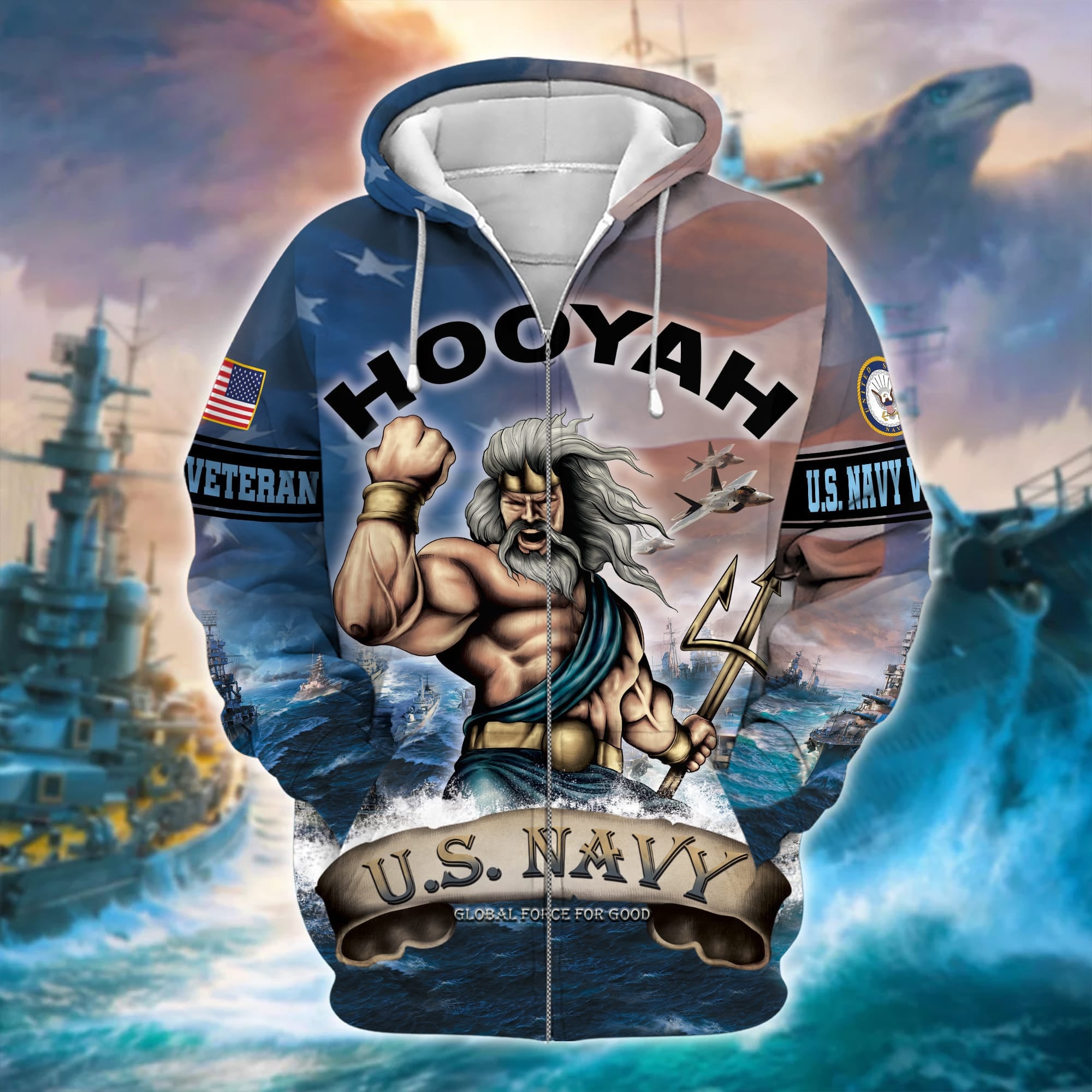Unique U.S. Navy Veteran Zip Hoodie