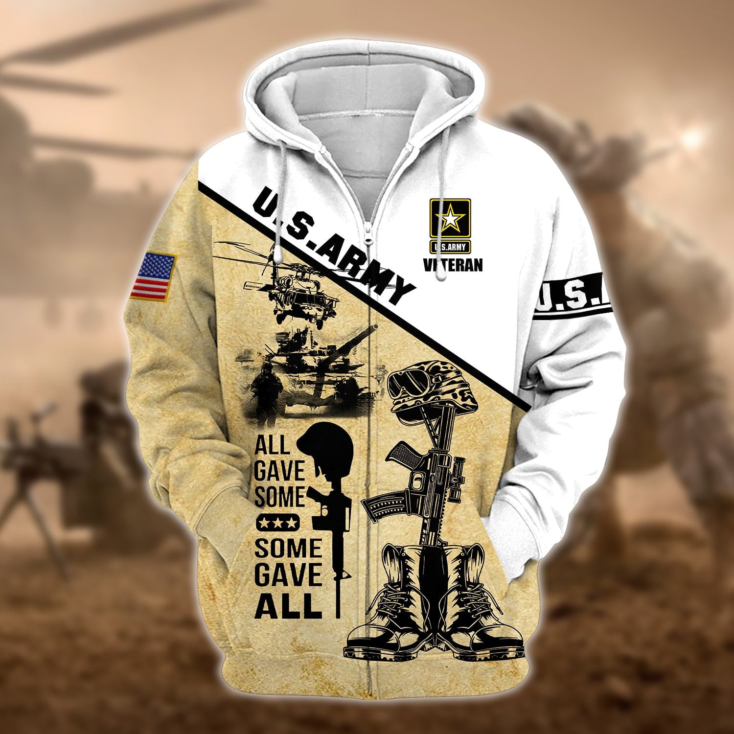 Unique U.S.Army Veteran Zip Hoodie