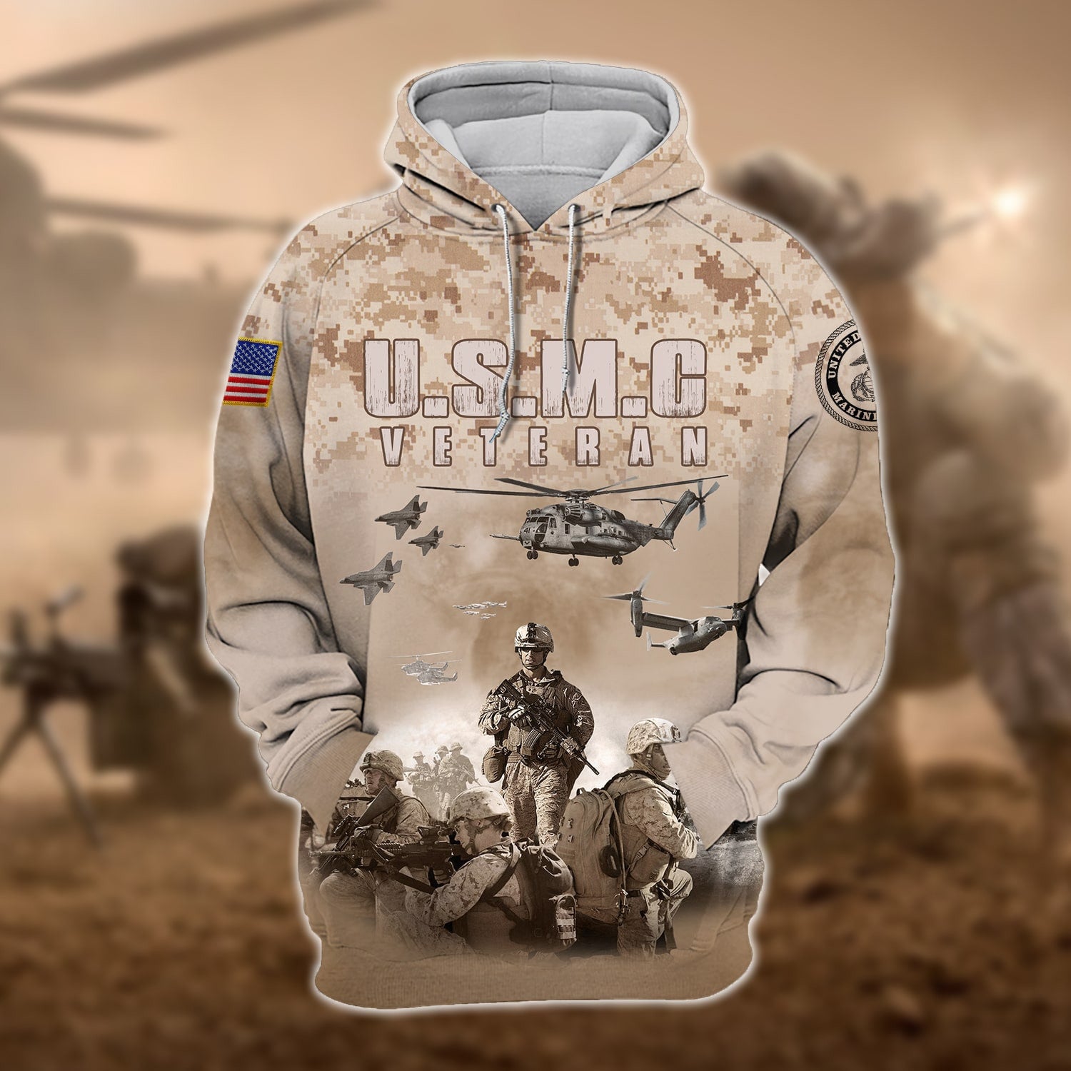 Unique U.S. Marine Corps Veteran Zip Hoodie