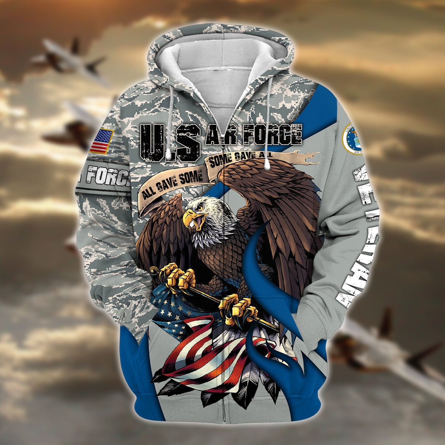 Premium U.S Multiple Service Veteran Zip Hoodie