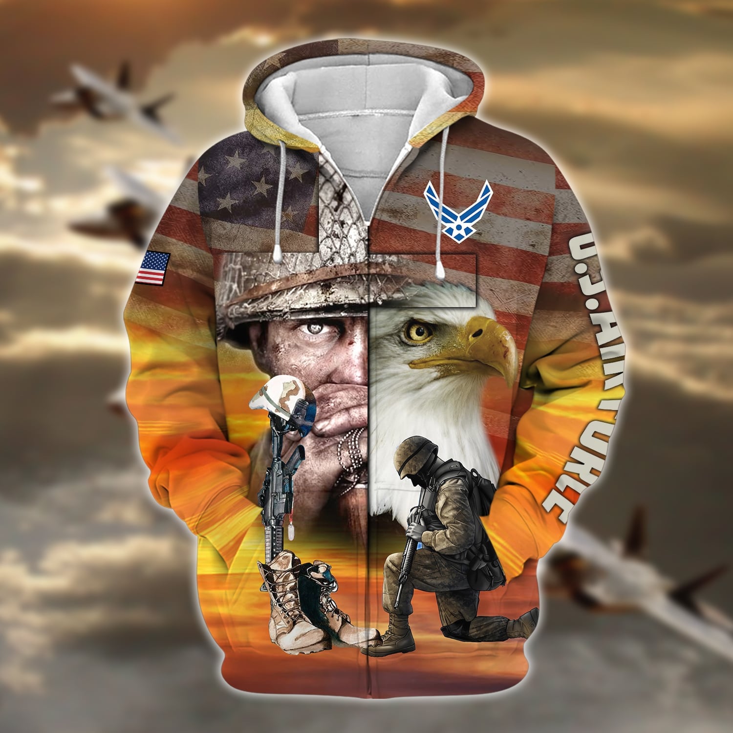 Proud U.S.Veteran Zip Hoodie
