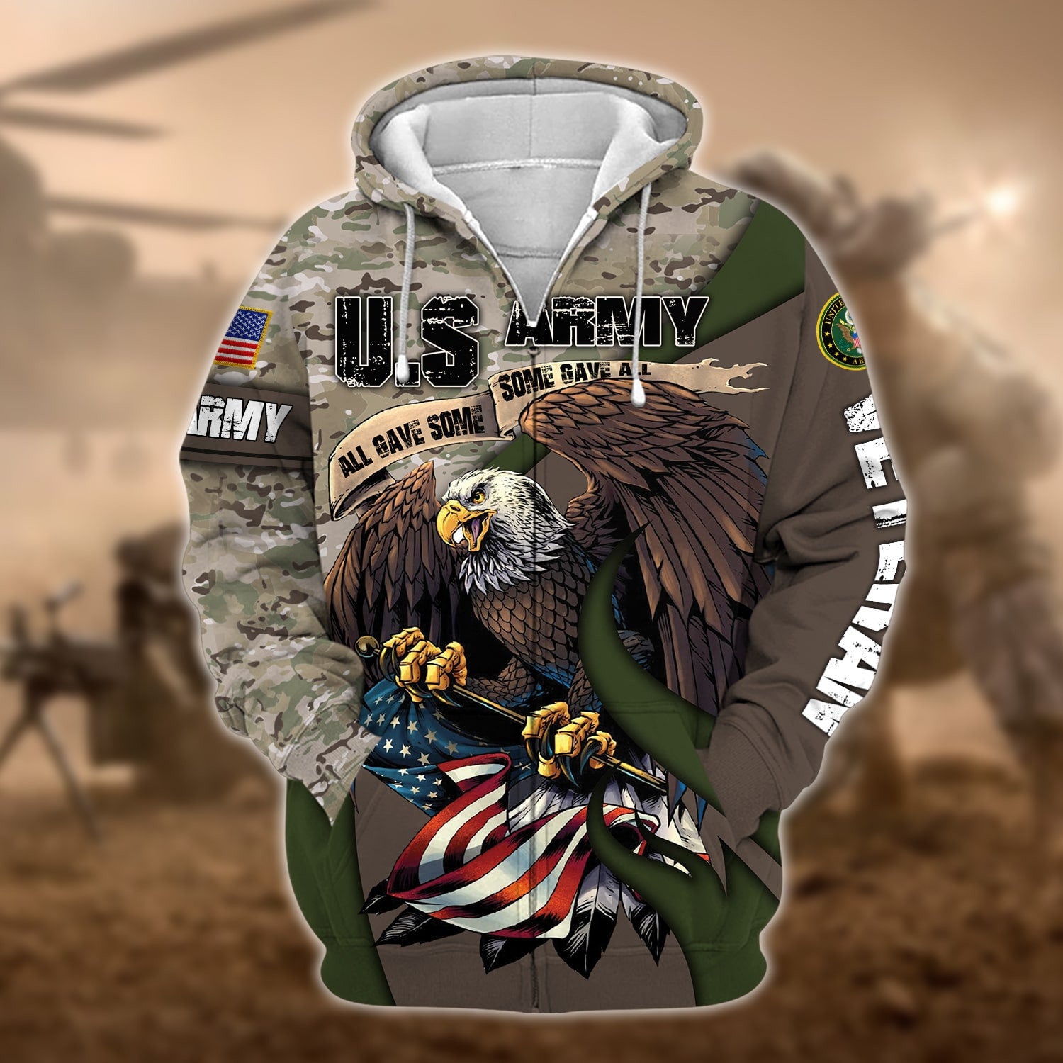 Premium U.S Multiple Service Veteran Zip Hoodie