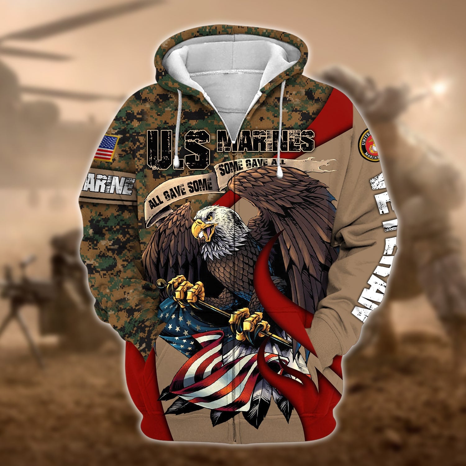 Premium U.S Multiple Service Veteran Zip Hoodie