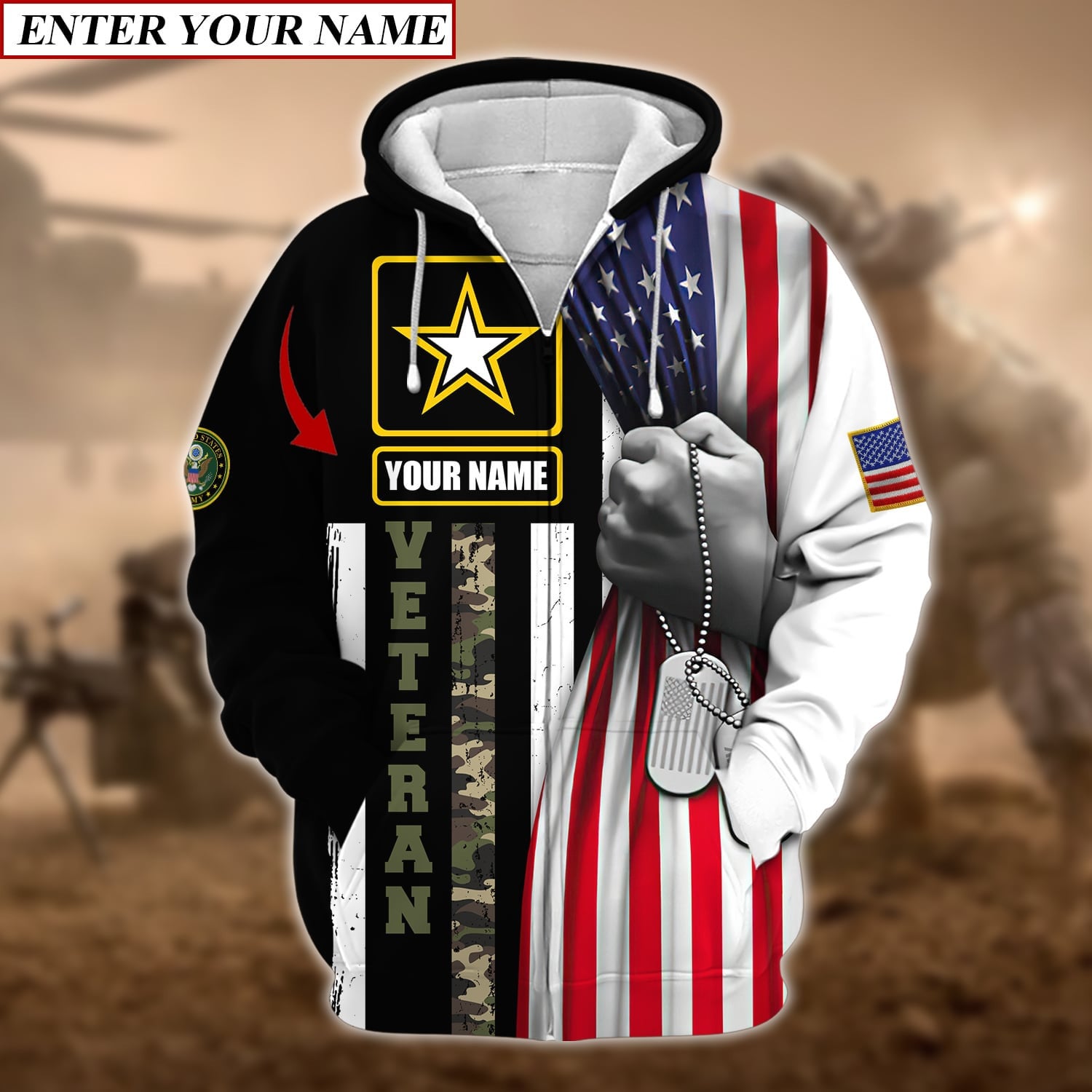 Personalised Premium Multiple U.S Services Veteran Zip Hoodie