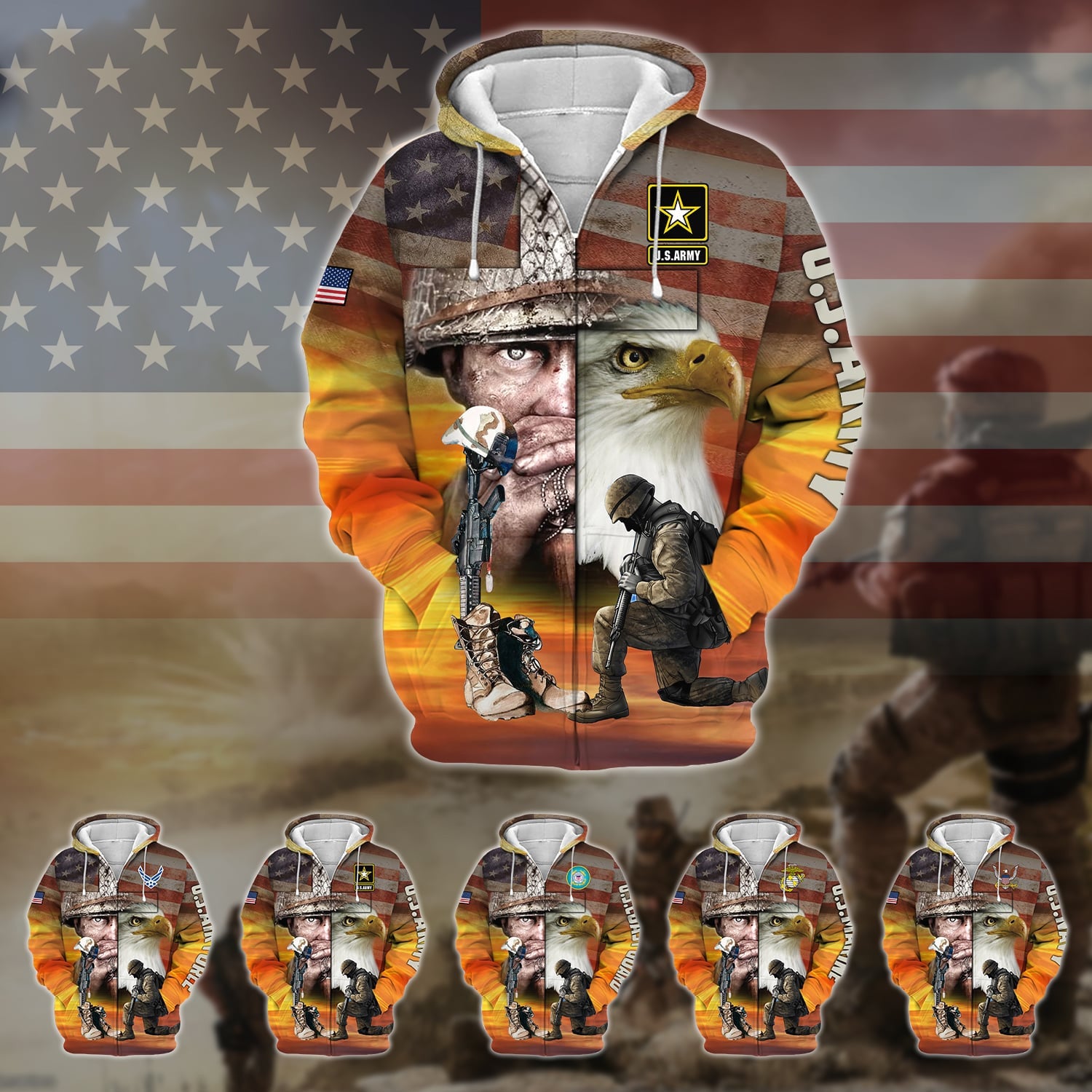 Proud U.S.Veteran Zip Hoodie
