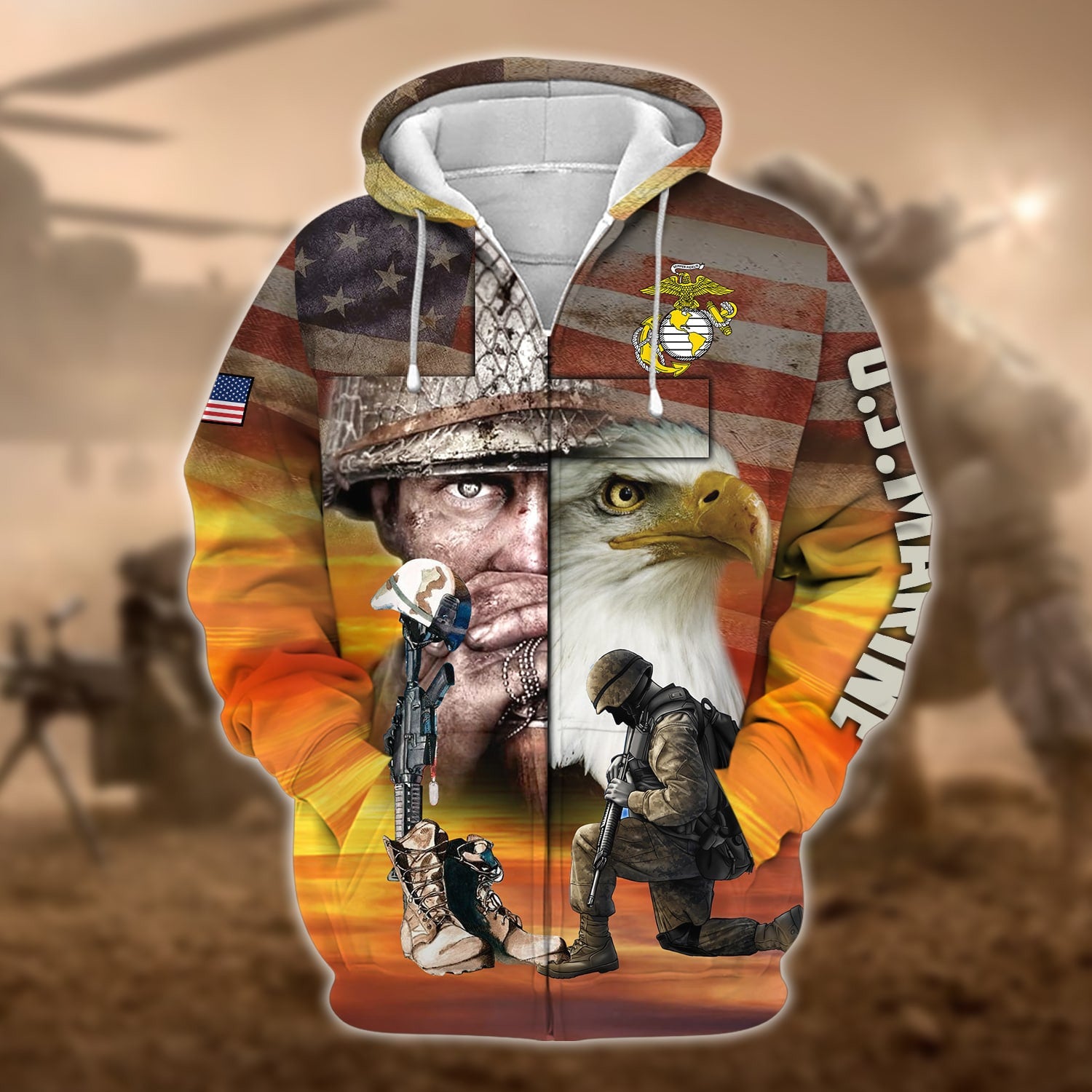 Proud U.S.Veteran Zip Hoodie
