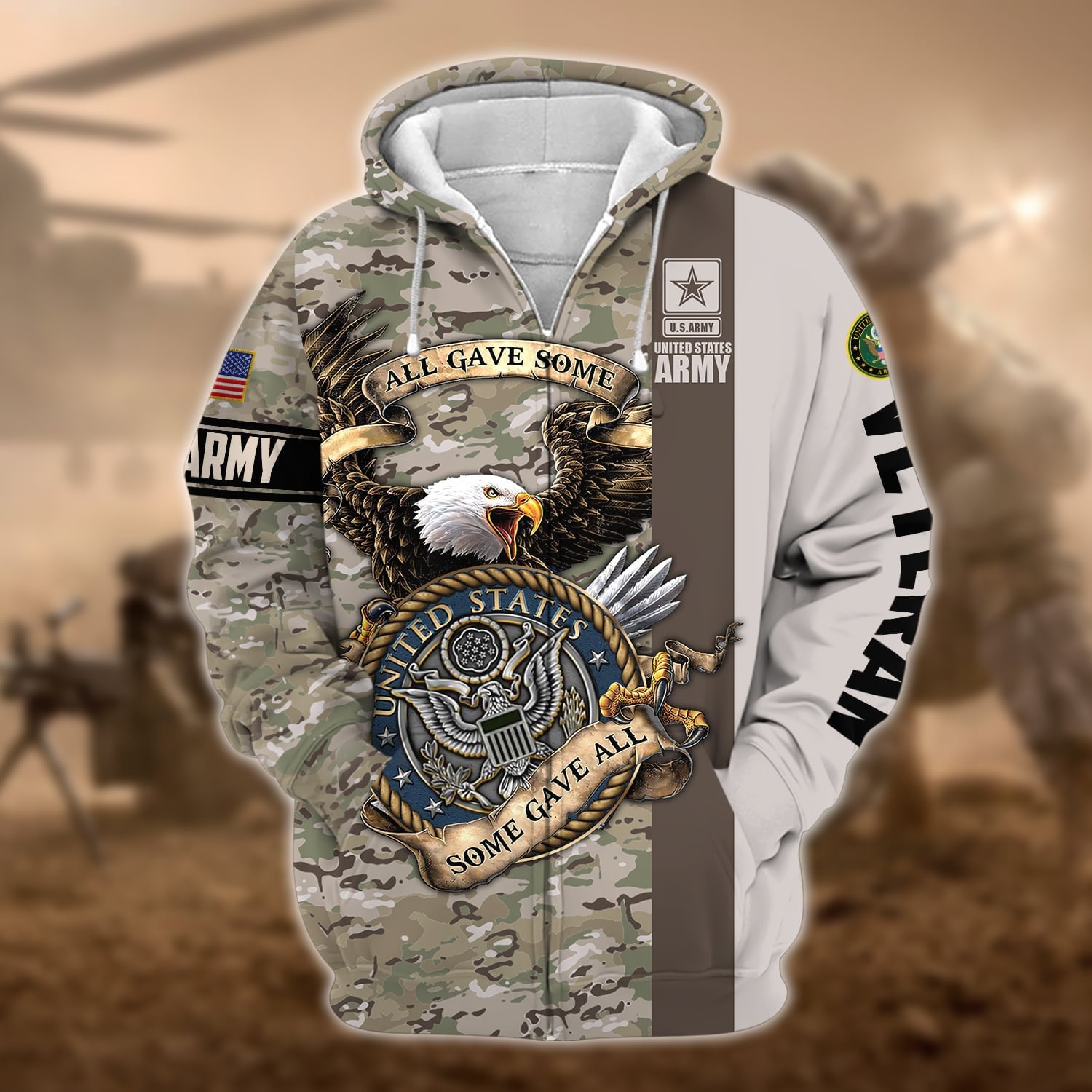 Premium U.S Multiple Service Veteran Zip Hoodie
