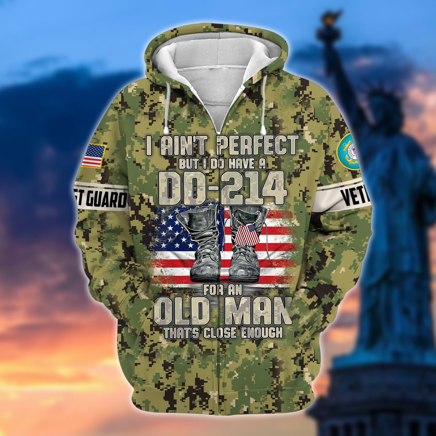 Premium U.S Multiple Service Veteran Zip Hoodie