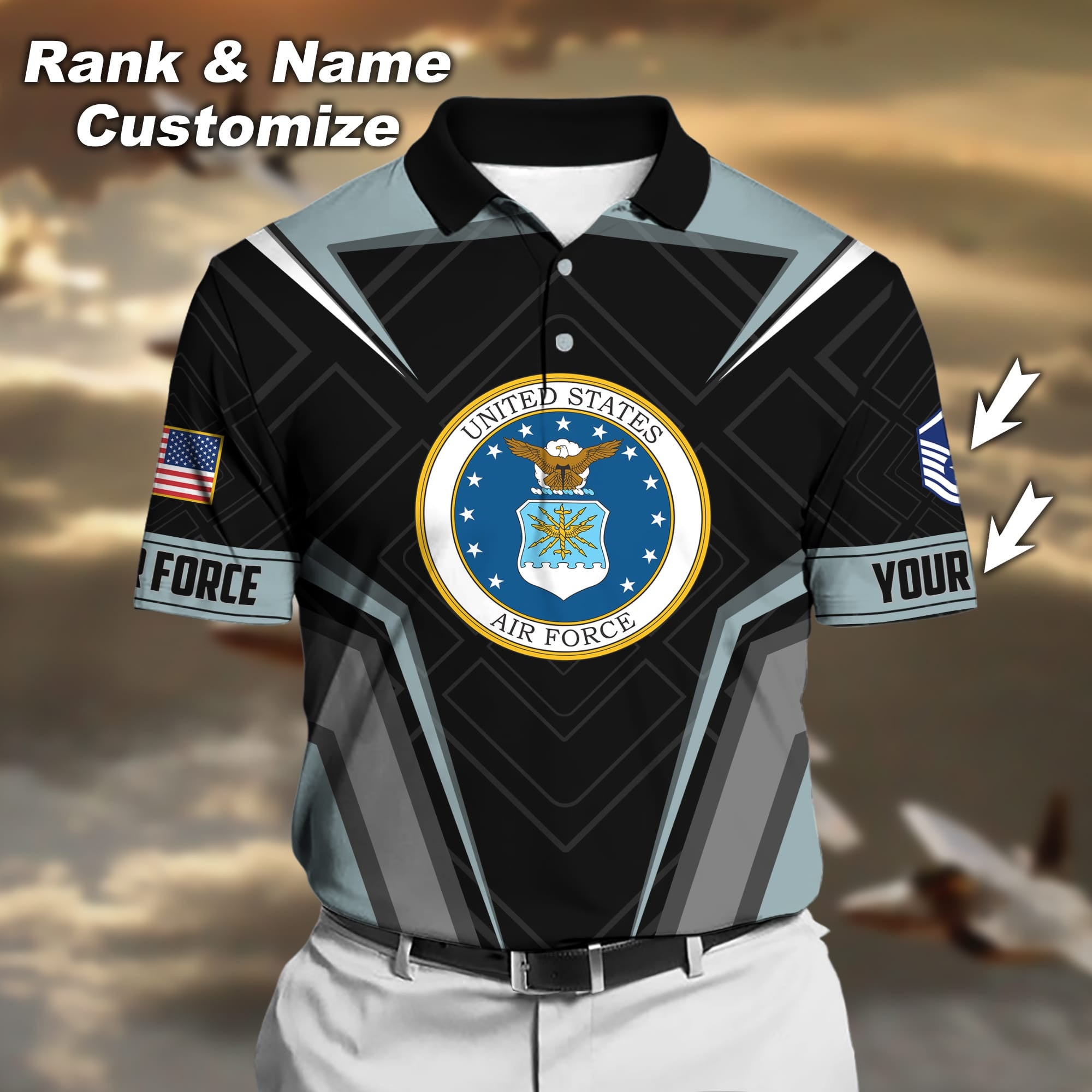 Premium Personalised U.S Multiple Service Veteran Polo Shirt
