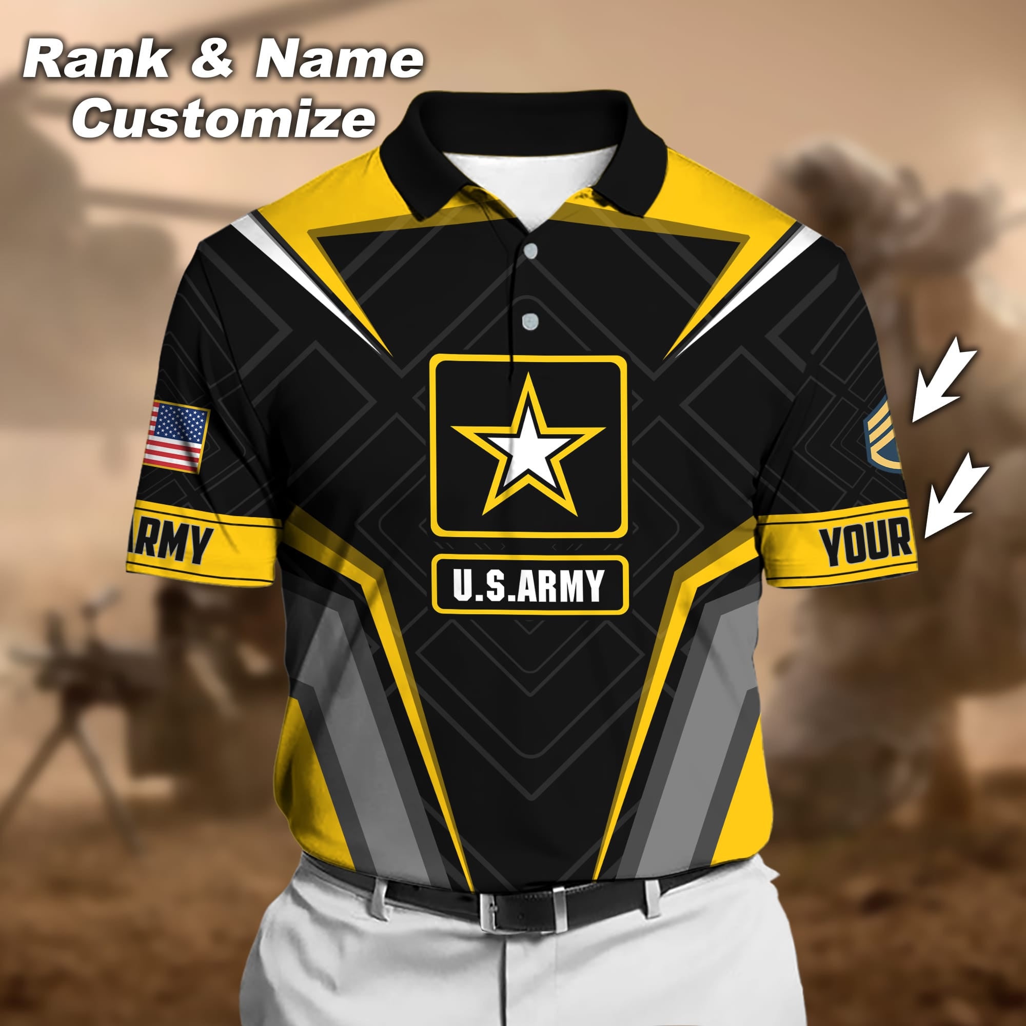 Premium Personalised U.S Multiple Service Veteran Polo Shirt