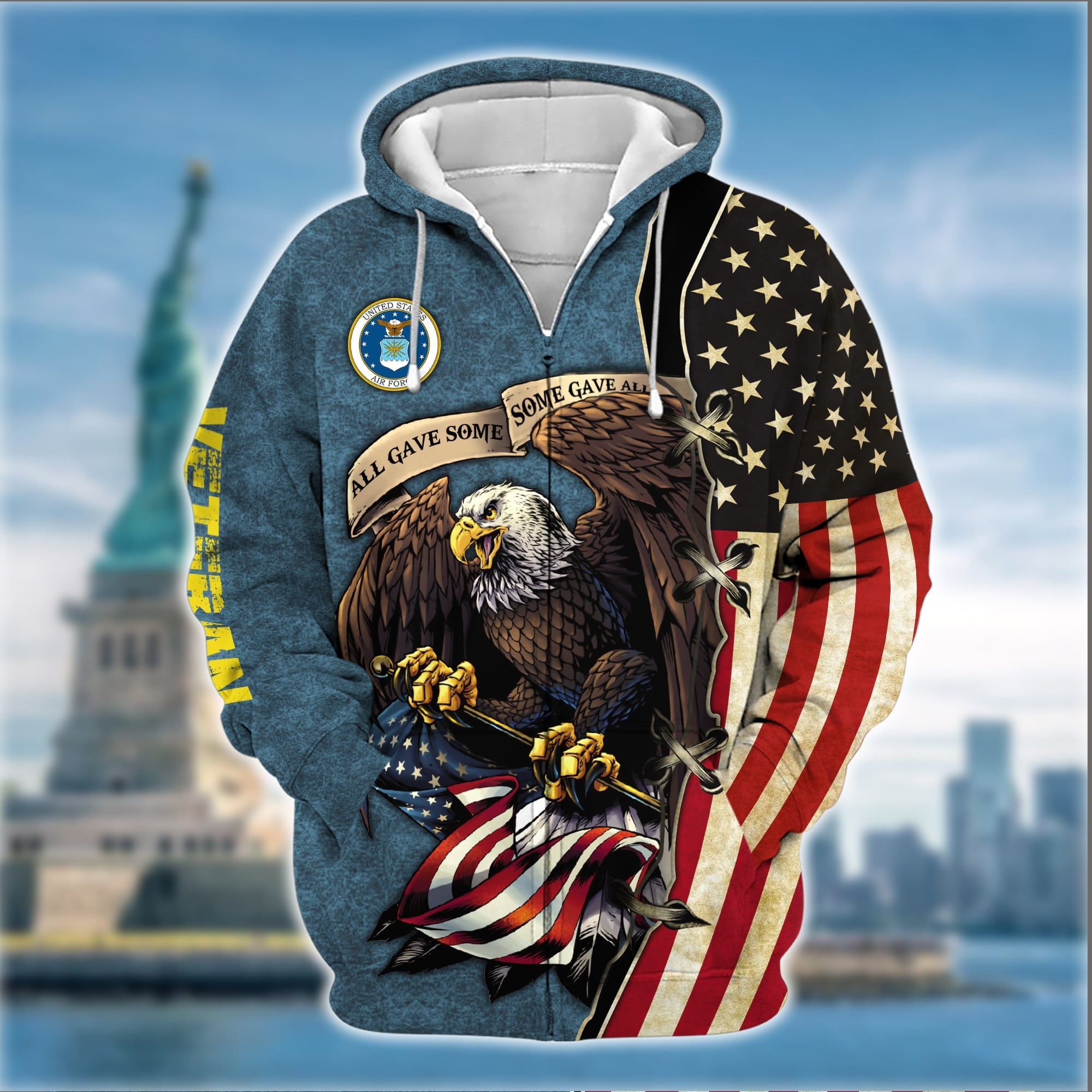 Premium U.S Multiple Service Veteran Zip Hoodie