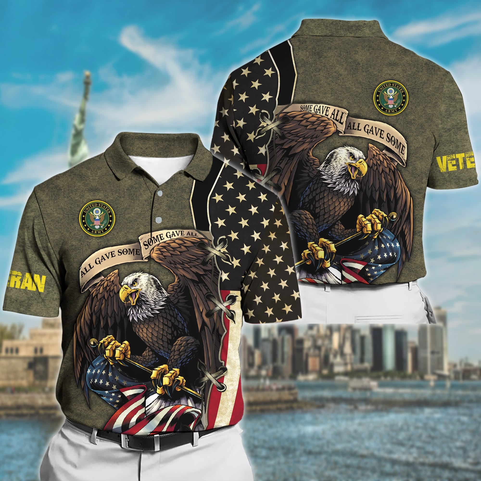 Premium U.S Multiple Service Veteran Polo Shirt