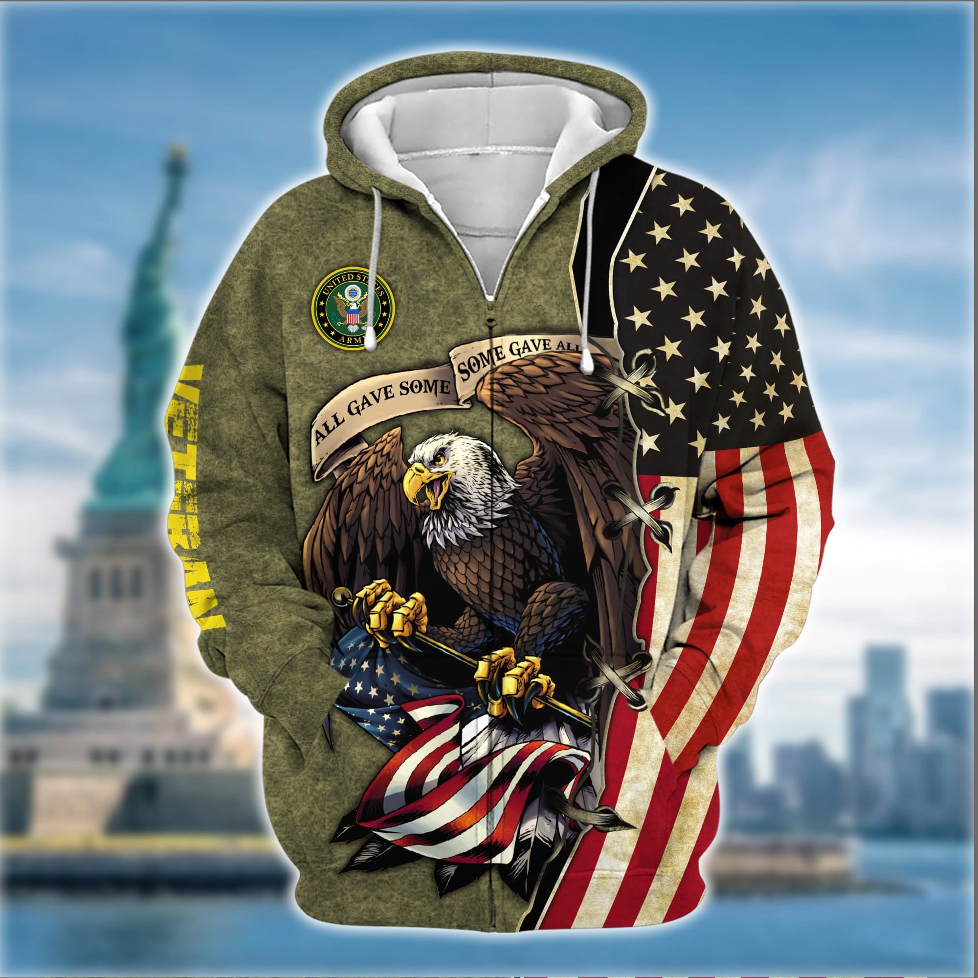 Premium U.S Multiple Service Veteran Zip Hoodie