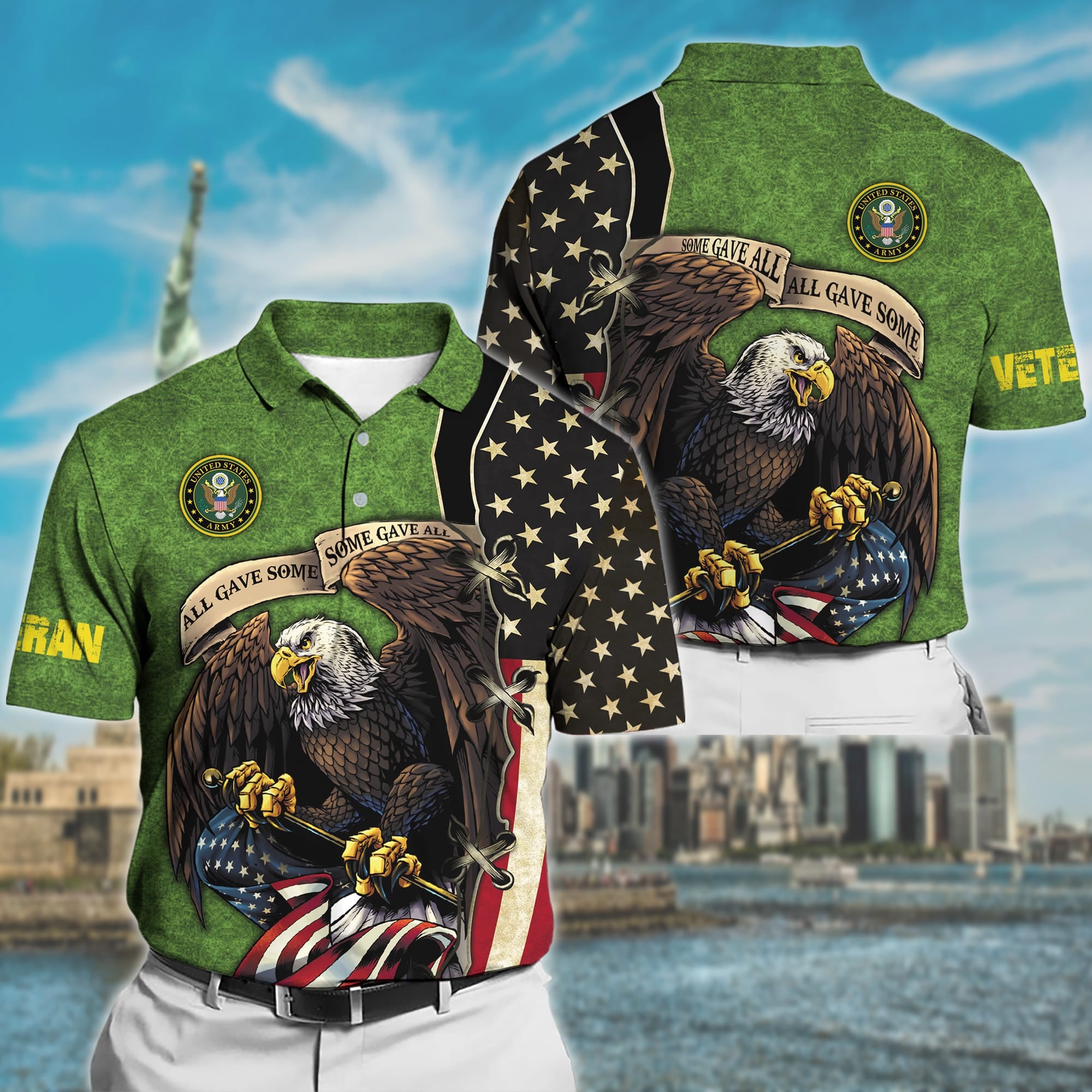 Premium U.S Multiple Service Veteran Polo Shirt