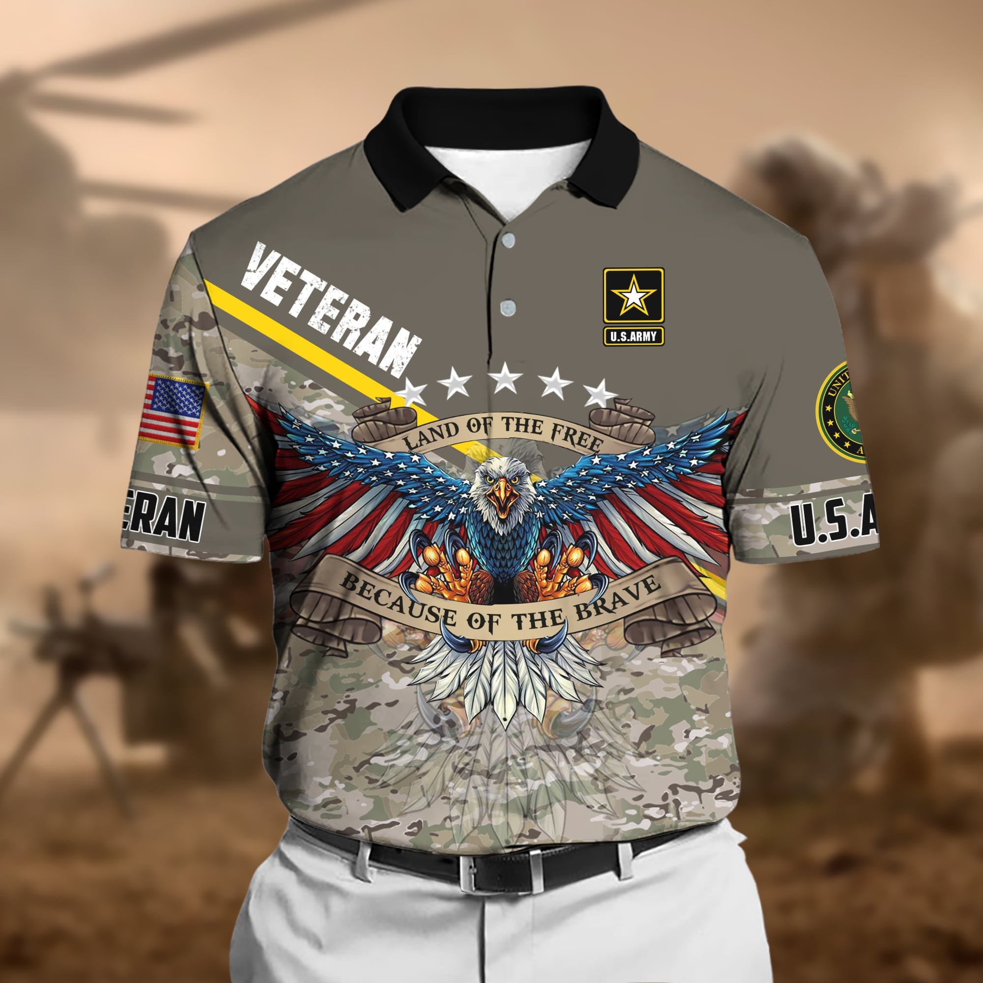 Premium U.S Multiple Service Veteran Polo Shirt