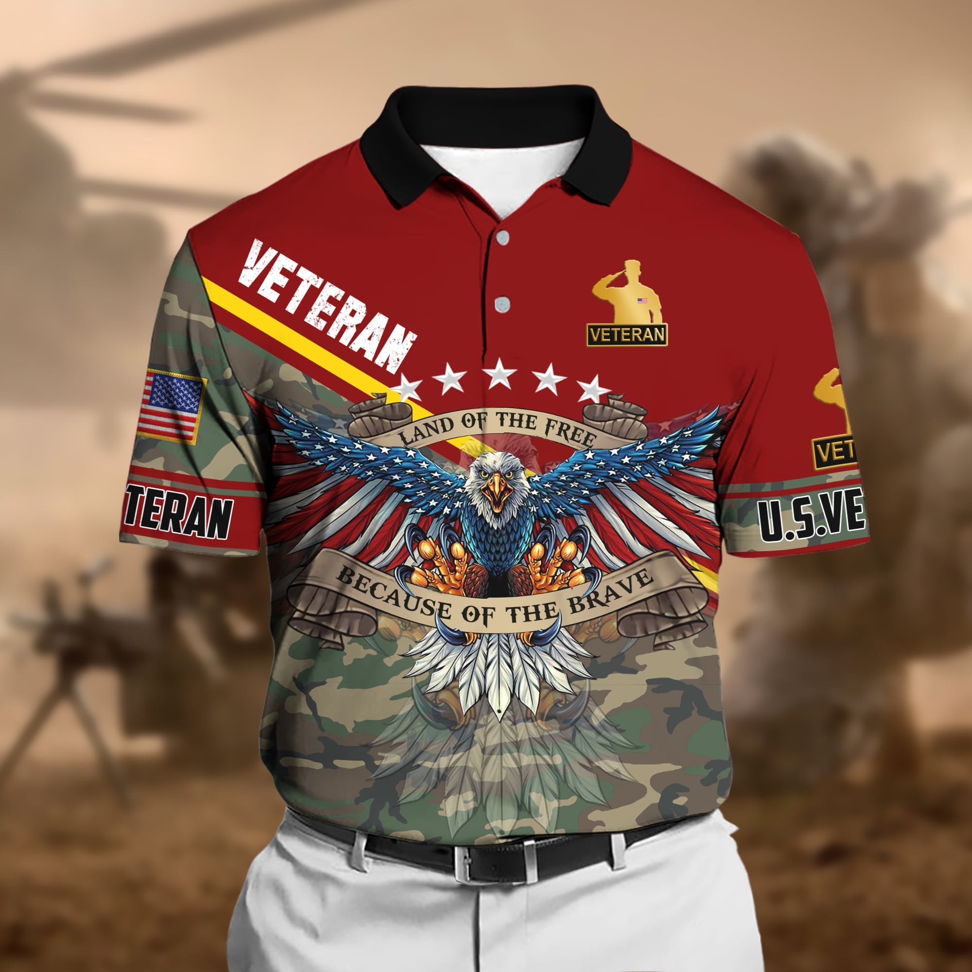 Premium U.S Multiple Service Veteran Polo Shirt