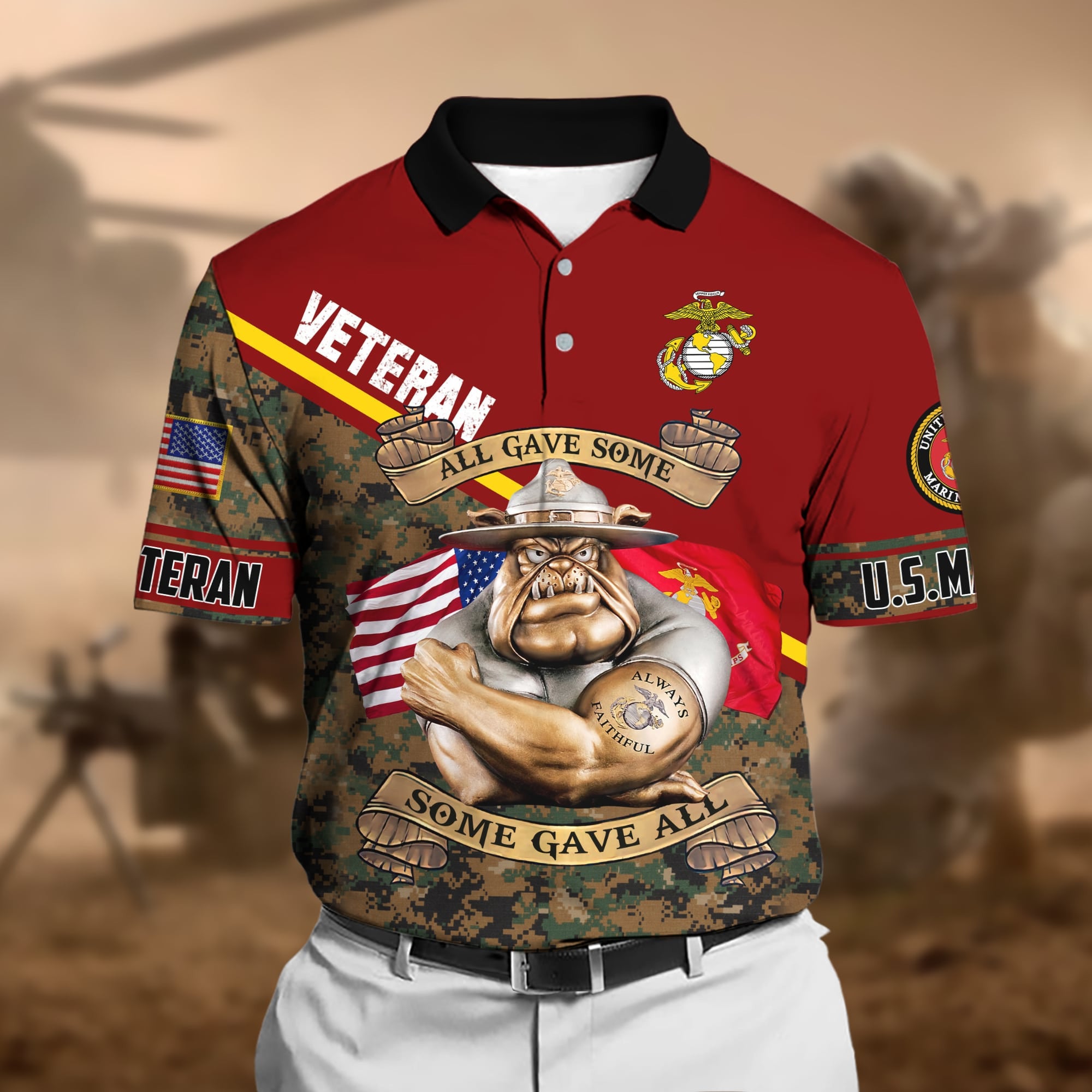 Unique U.S Multiple Service Veteran Polo Shirt