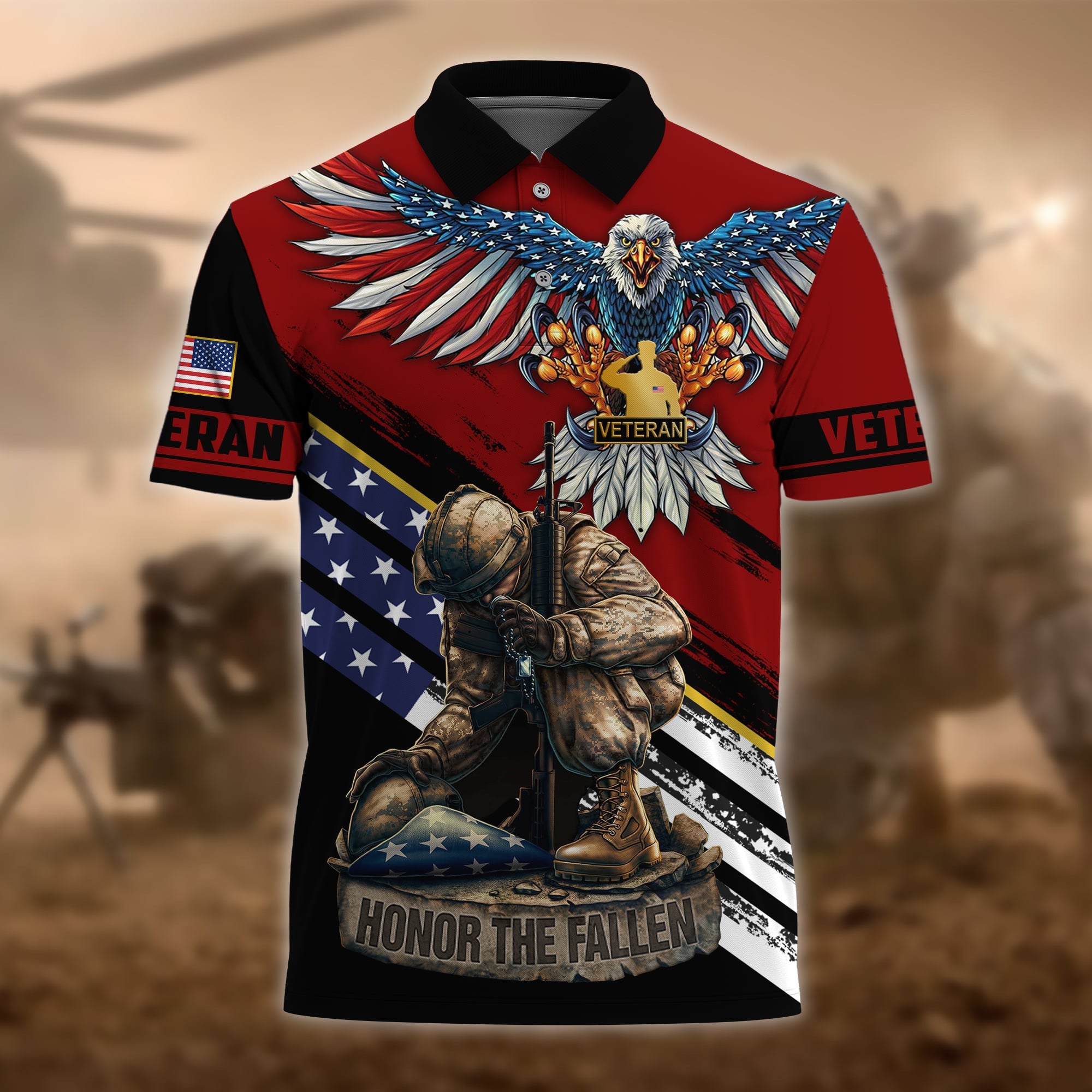 Premium U.S Multiple Service Veteran Polo Shirt