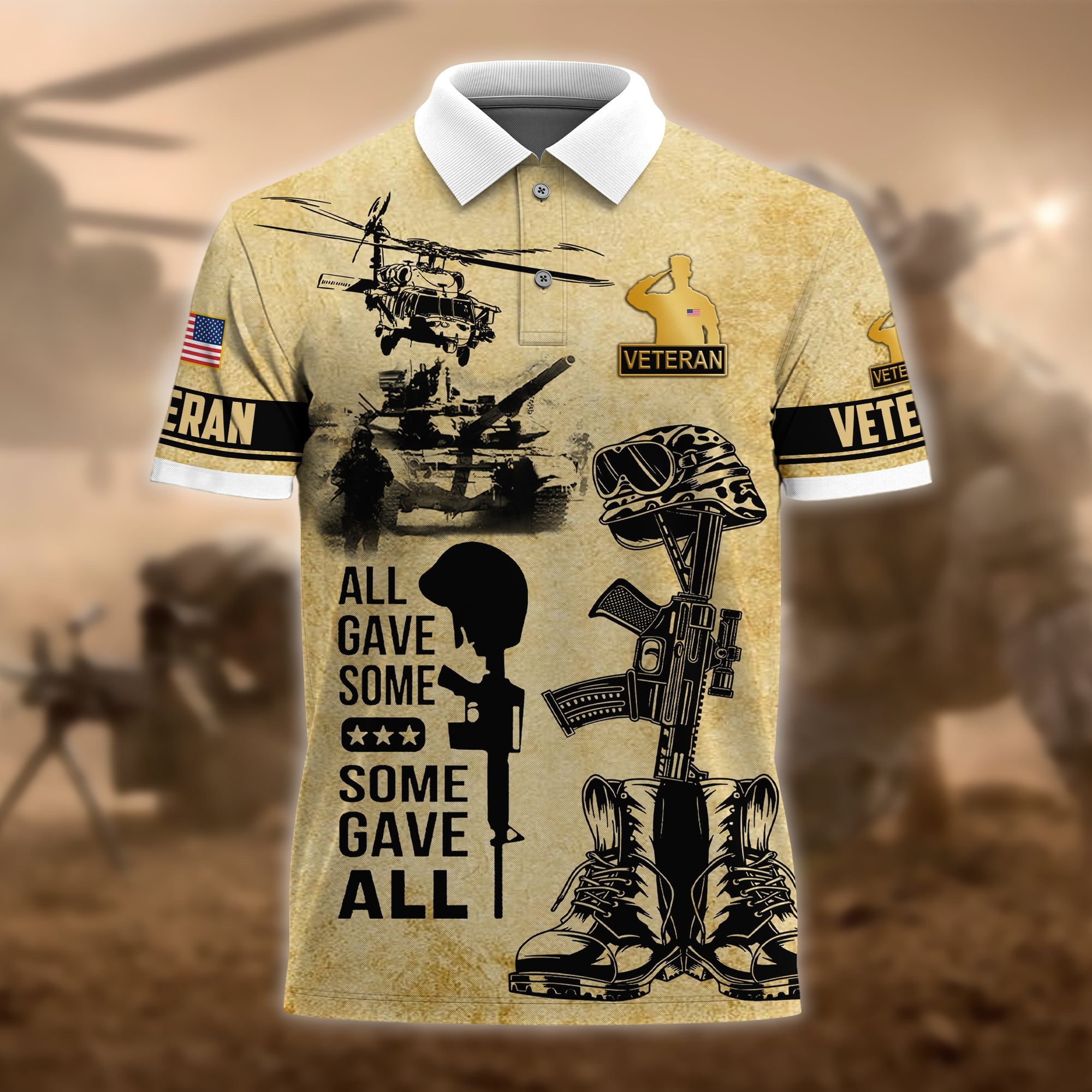 Premium U.S Multiple Service Veteran Polo Shirt