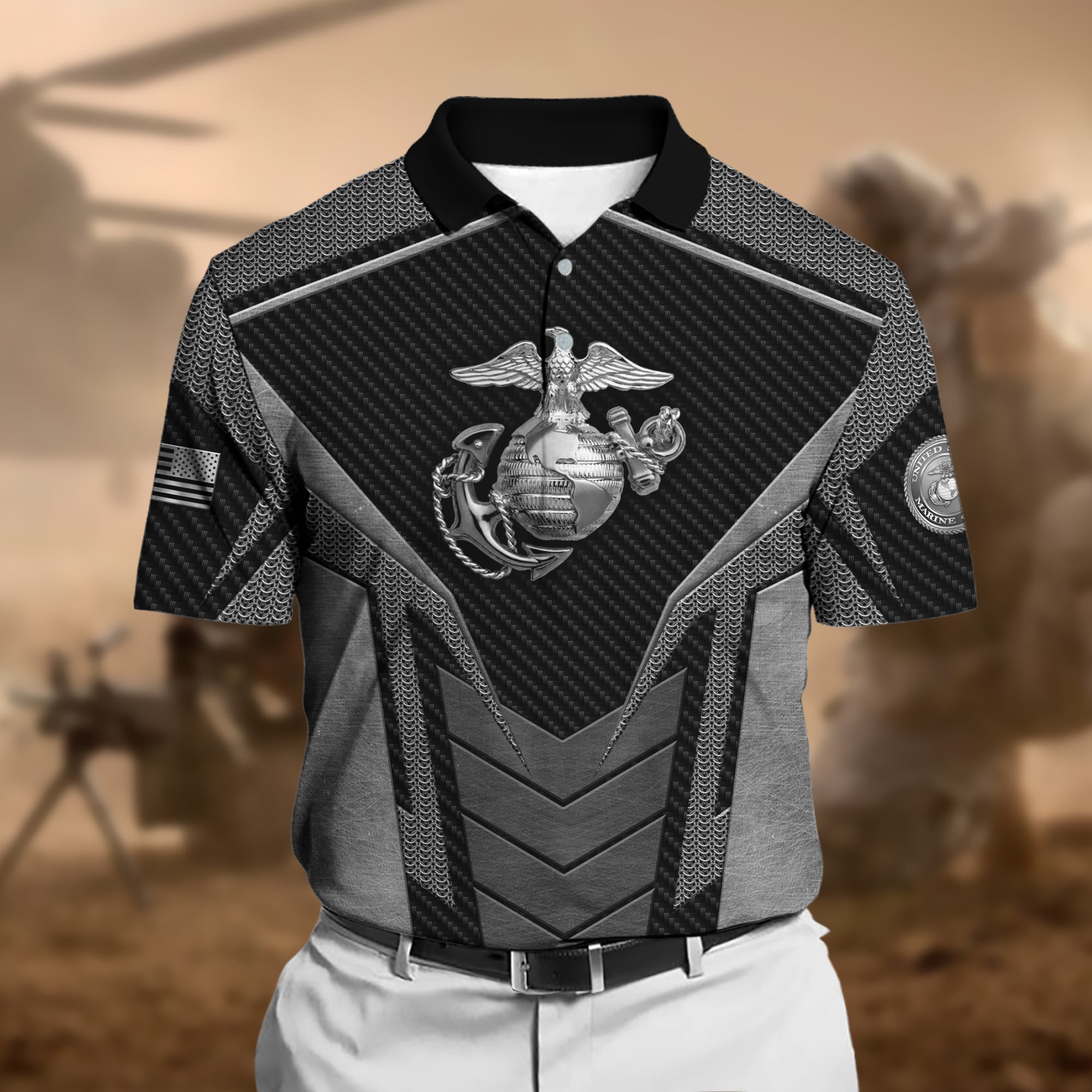 Premium U.S Multiple Service Veteran Polo Shirt