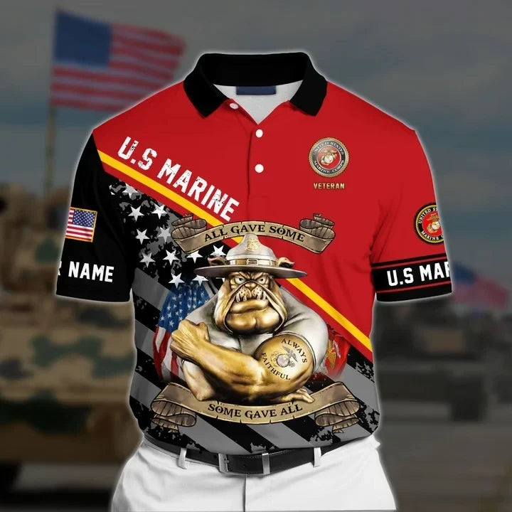Premium Personalised U.S Multiple Service Veteran Polo Shirt