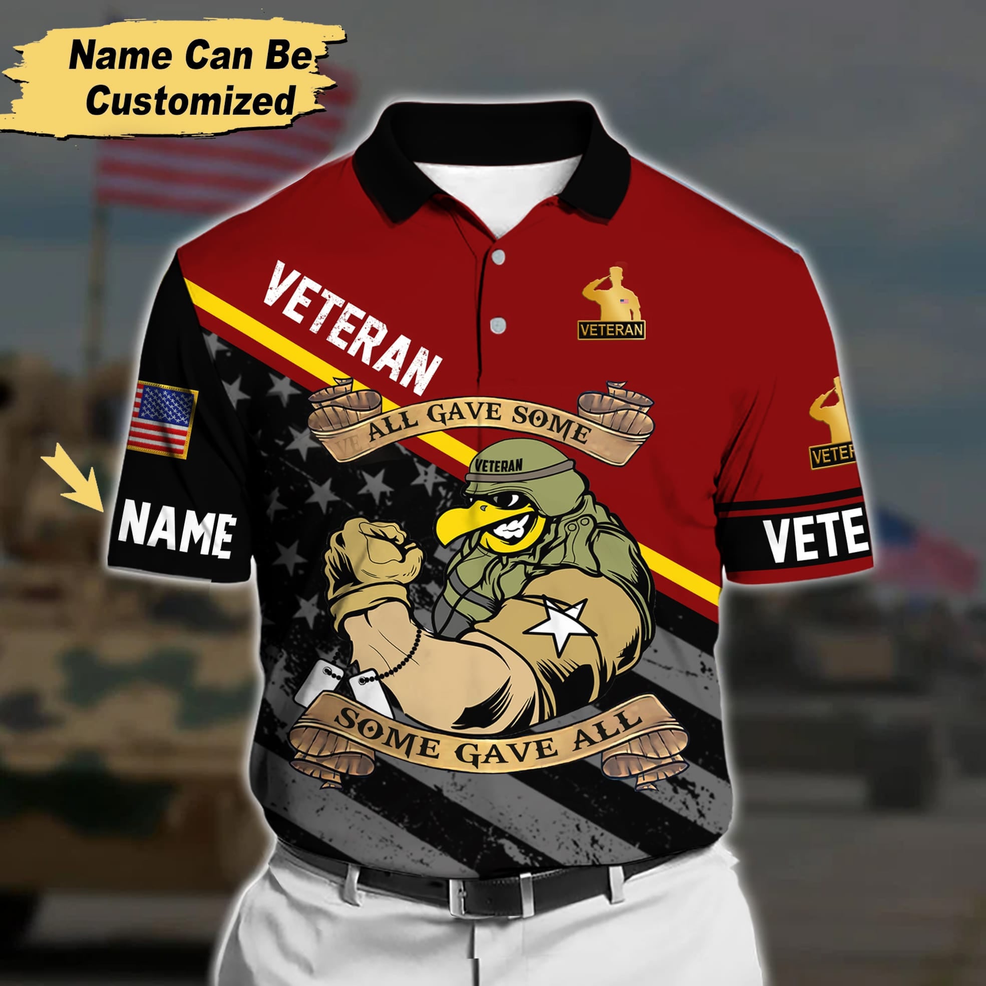 Premium Personalised U.S Multiple Service Veteran Polo Shirt