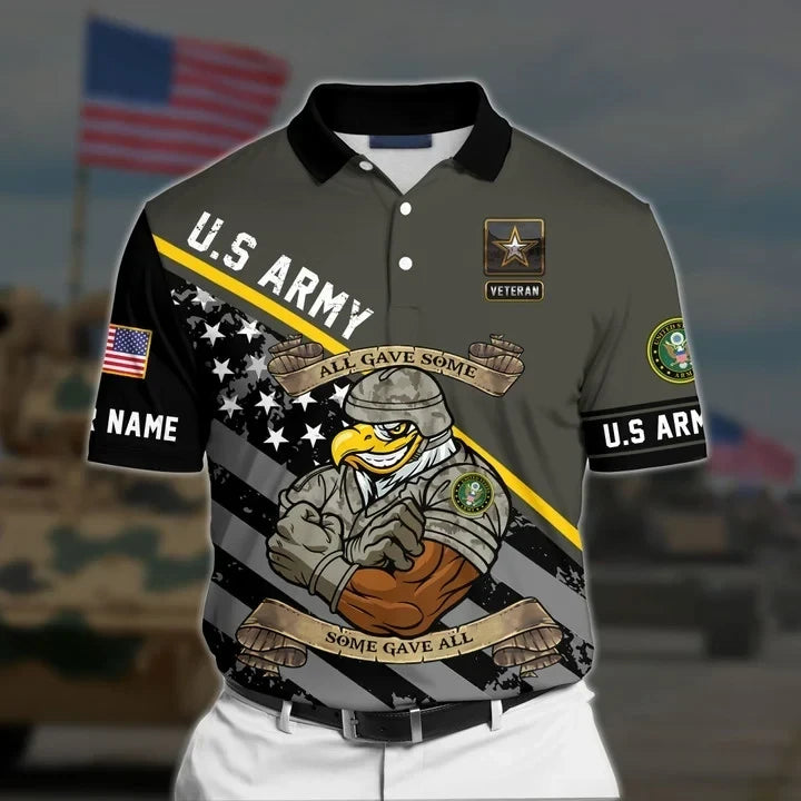 Premium Personalised U.S Multiple Service Veteran Polo Shirt