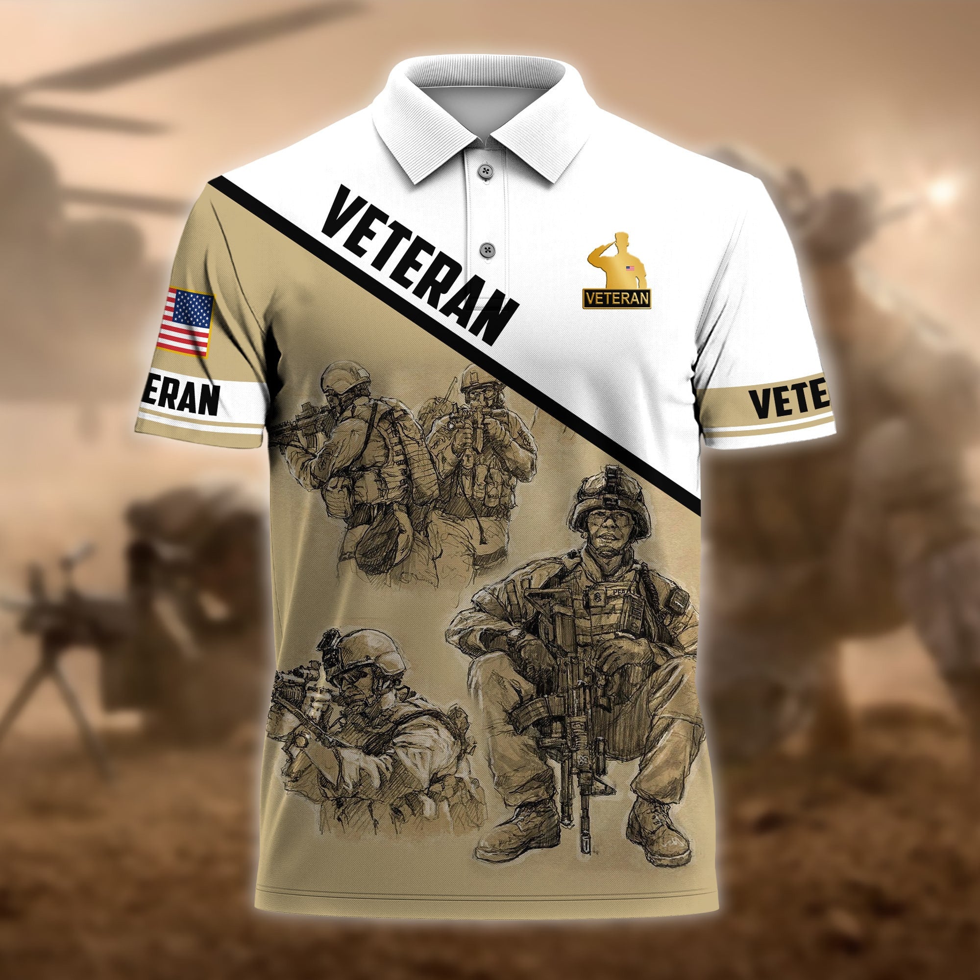 Premium U.S Multiple Service Veteran Polo Shirt