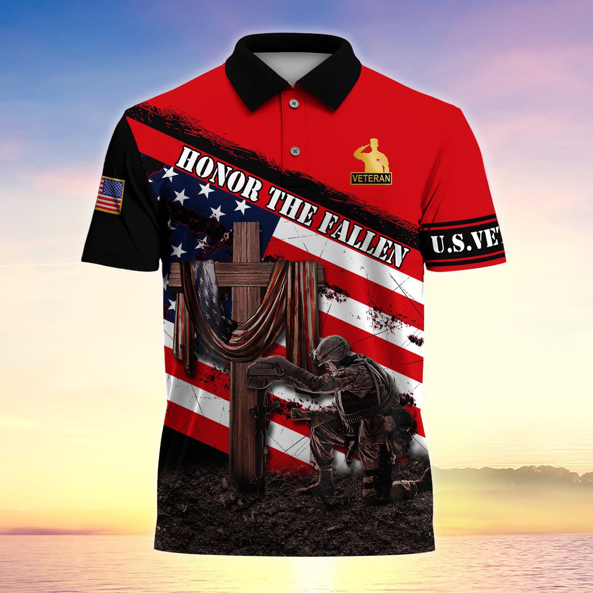 Premium U.S Multiple Service Veteran Polo Shirt