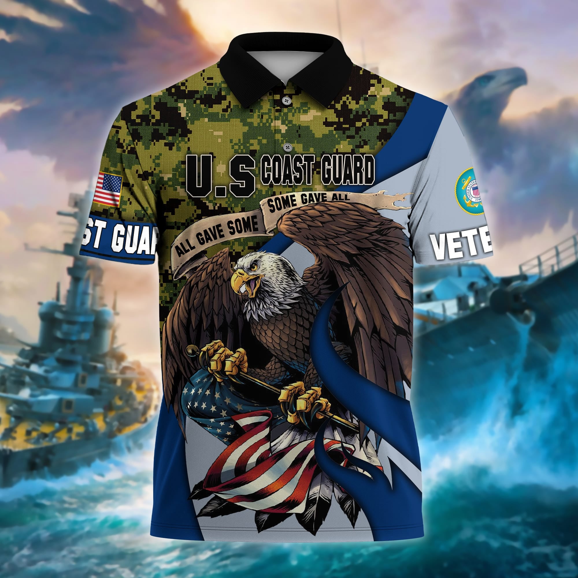 Premium U.S Multiple Service Veteran Polo Shirt