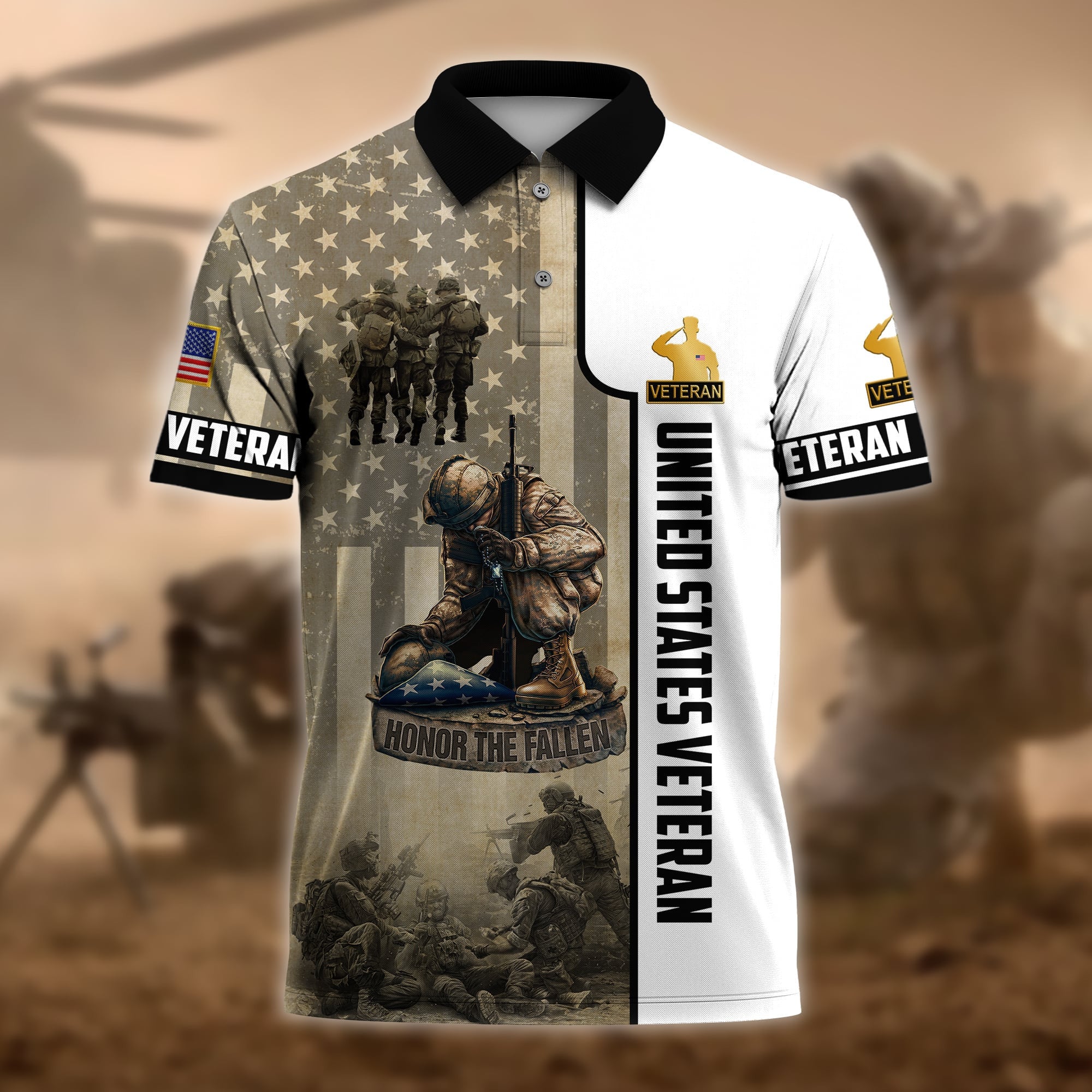 Premium U.S Multiple Service Veteran Polo Shirt