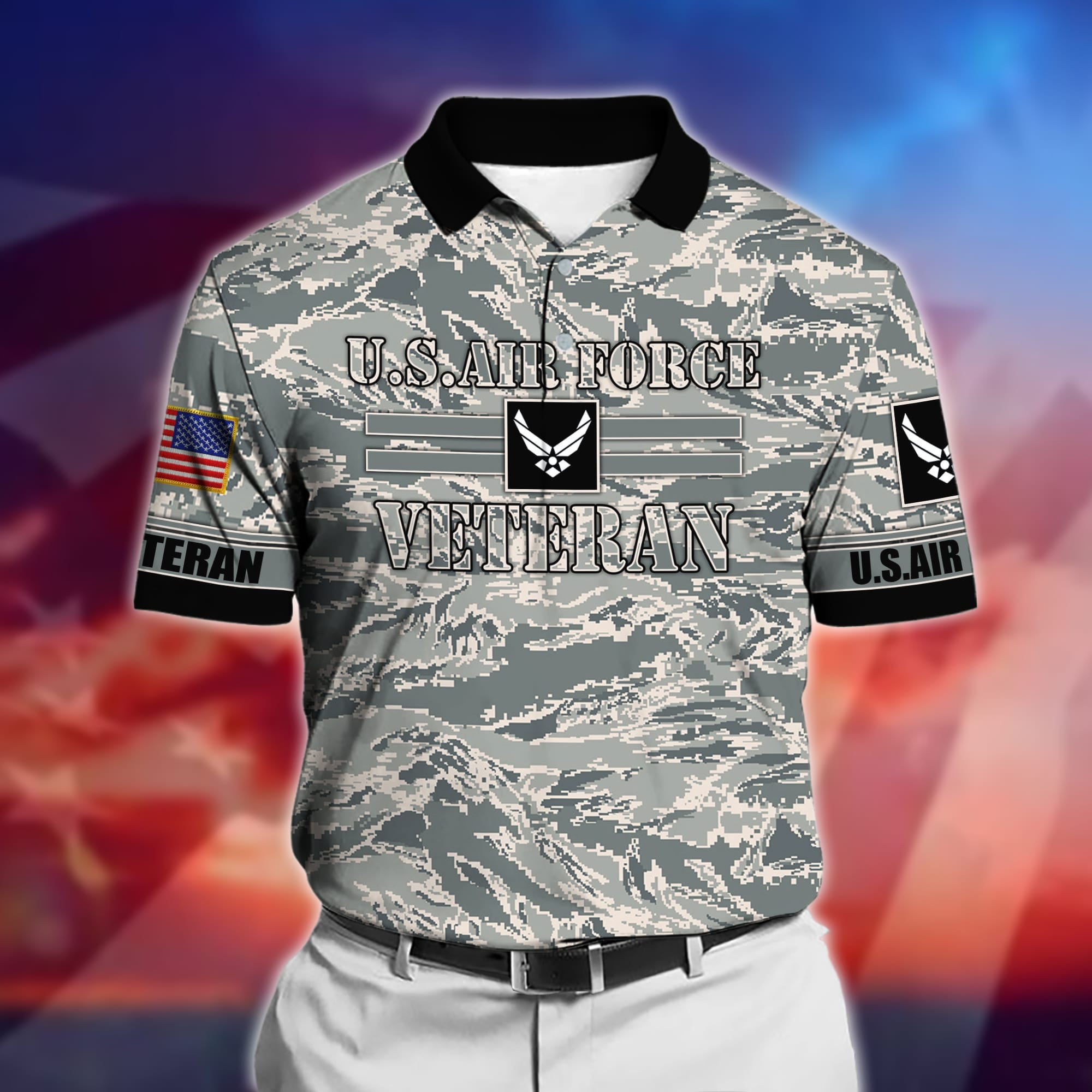Premium U.S Multiple Service Veteran Polo Shirt