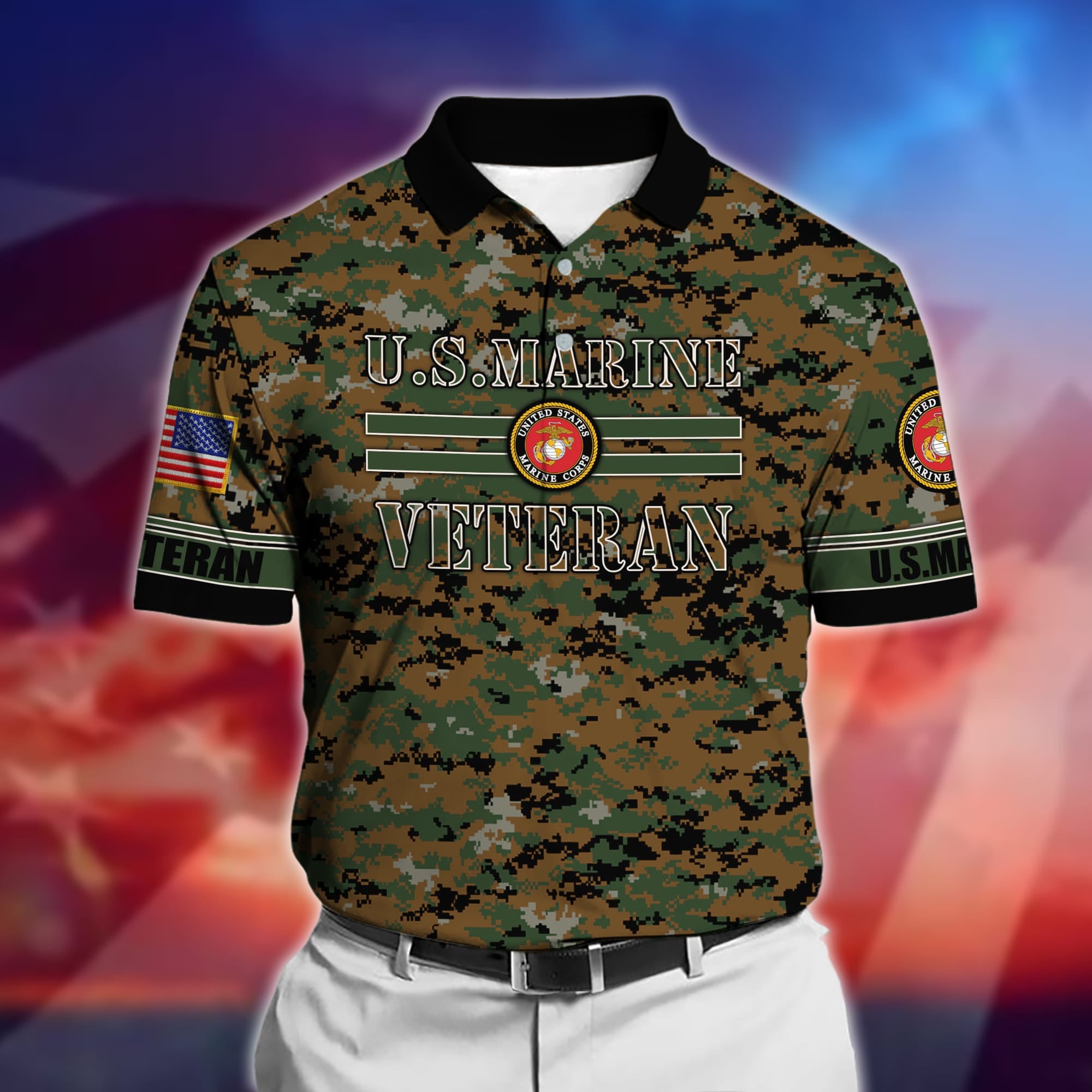 Premium U.S Multiple Service Veteran Polo Shirt