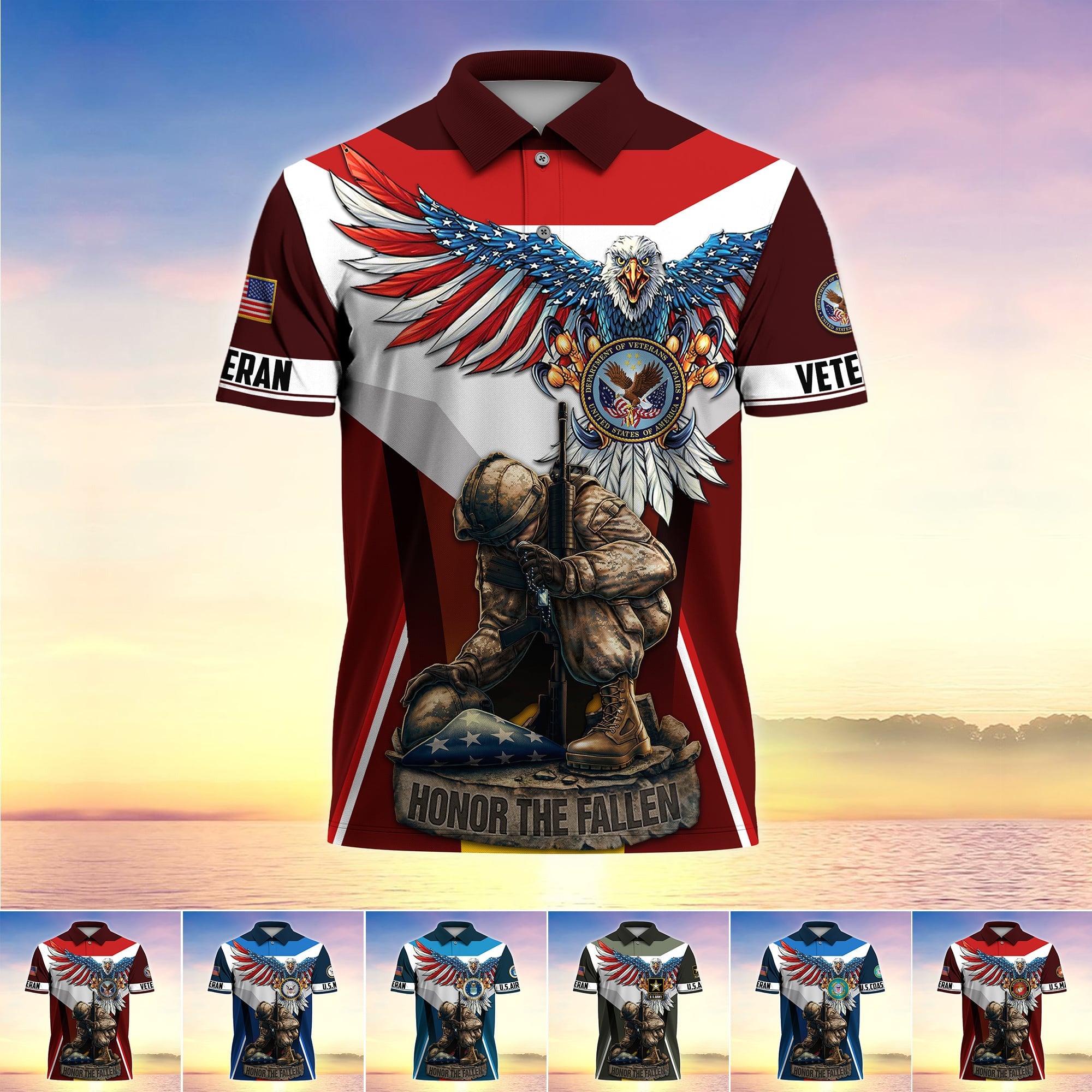 Premium U.S Multiple Service Veteran Polo Shirt
