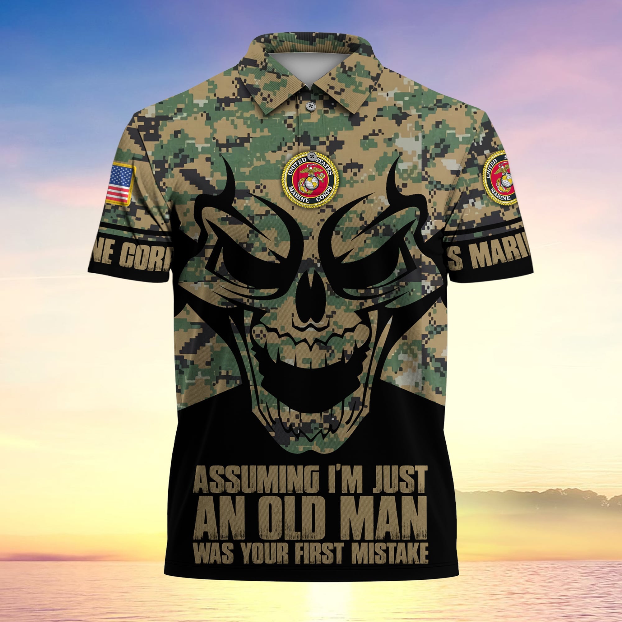 Assuming I'm Just An Old Man Was Your First Mistake US Veteran MultiService Polo Shirt