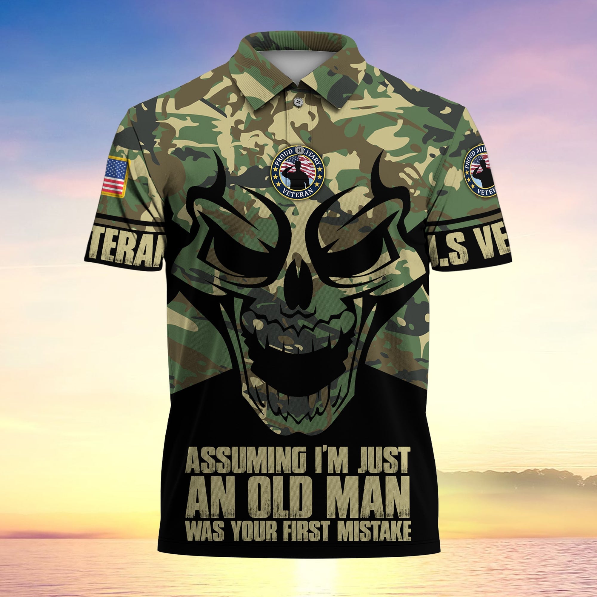 Assuming I'm Just An Old Man Was Your First Mistake US Veteran MultiService Polo Shirt