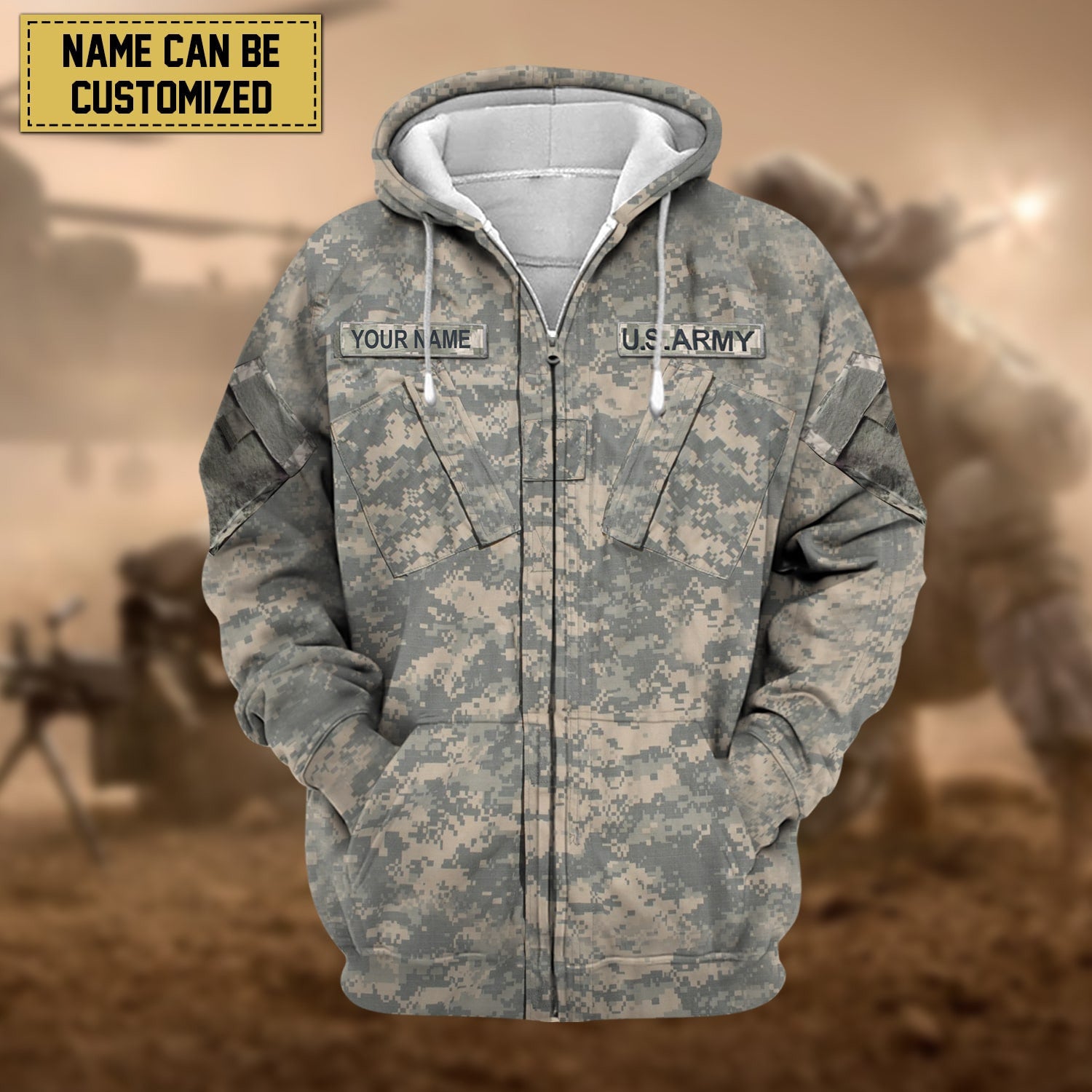 Premium Personalised US Veteran Zip Hoodie