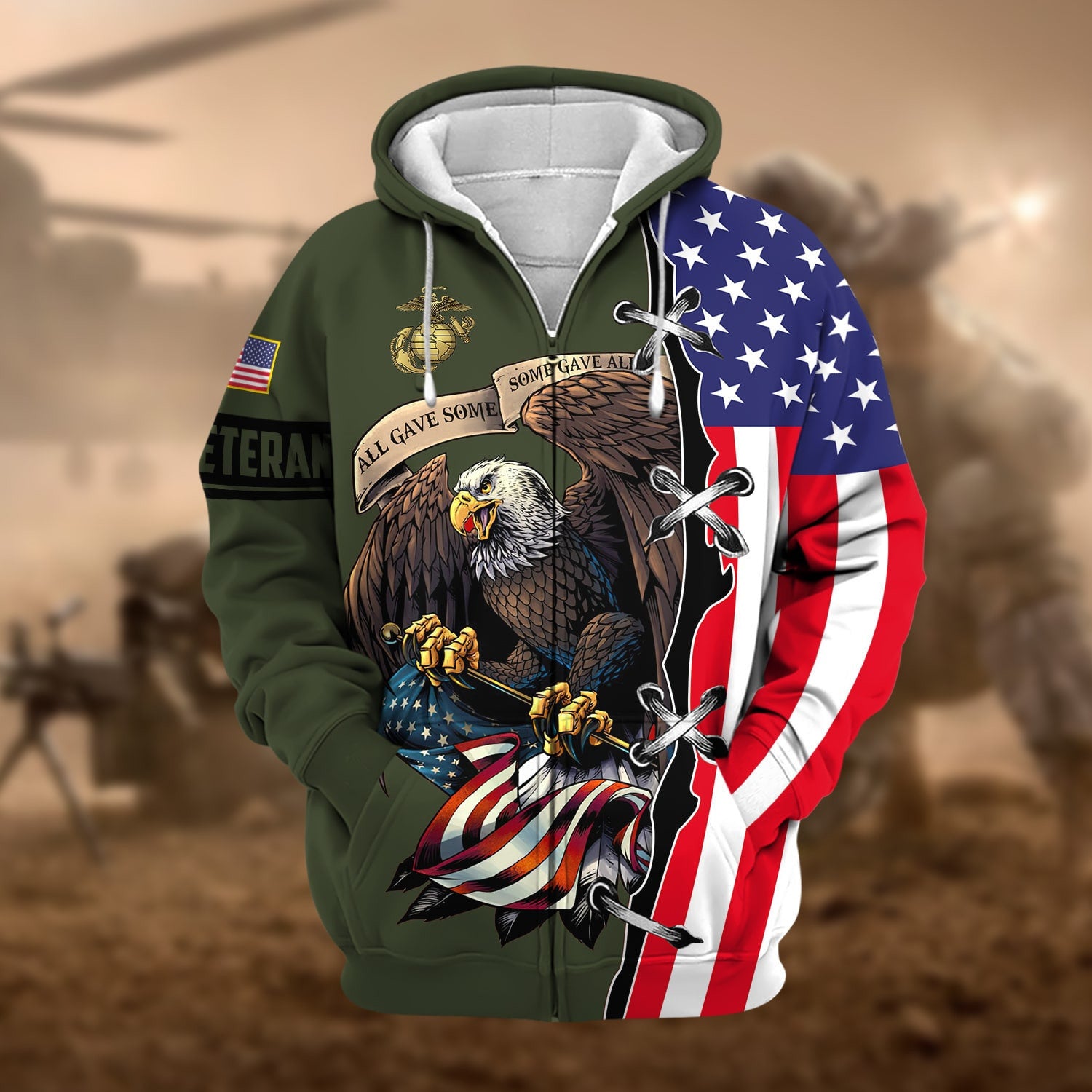 Premium US Veteran Zip Hoodie