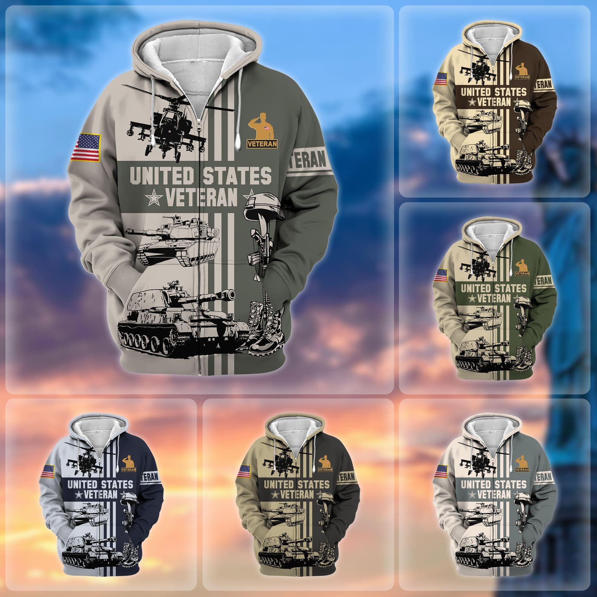 Premium US Veteran Zip Hoodie