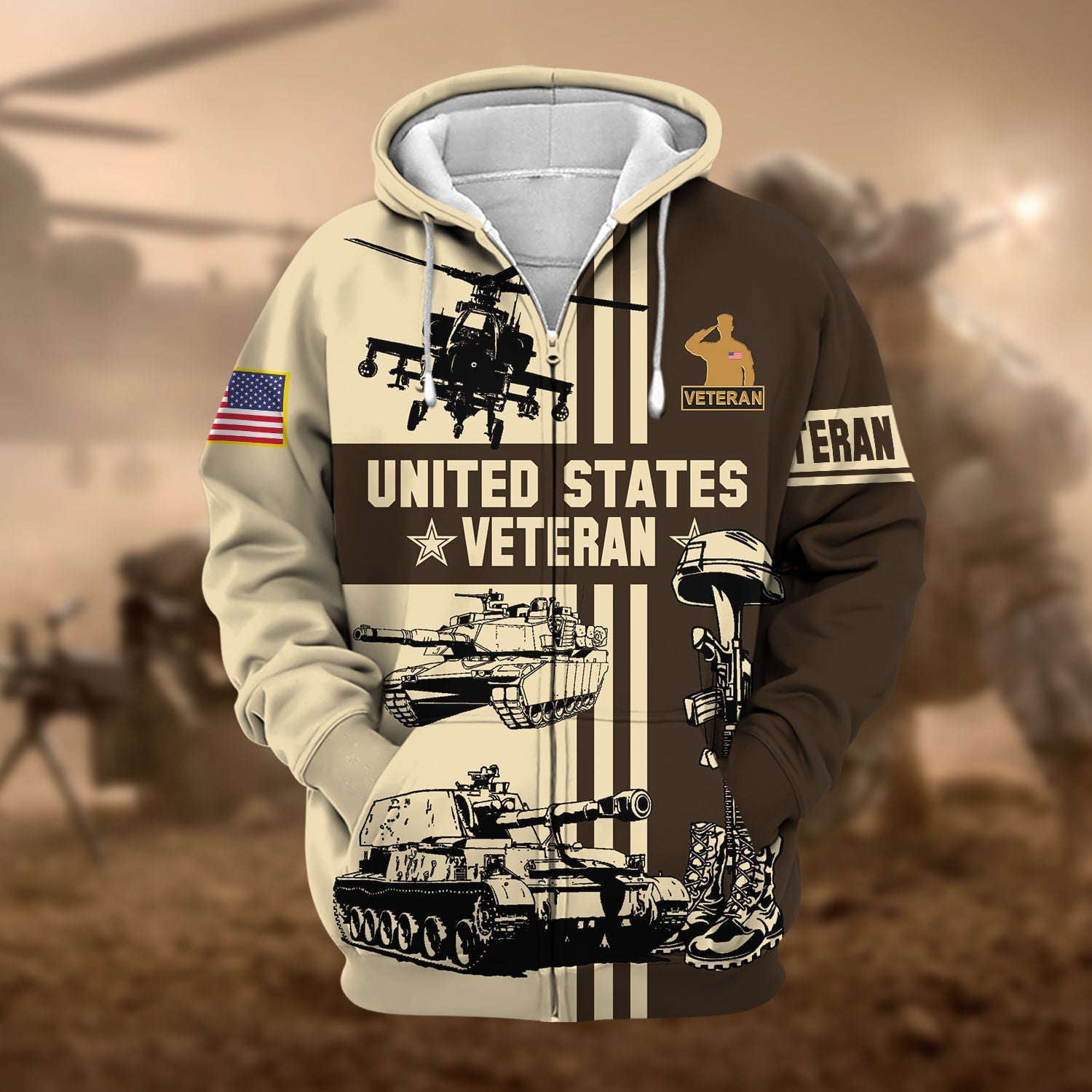 Premium US Veteran Zip Hoodie