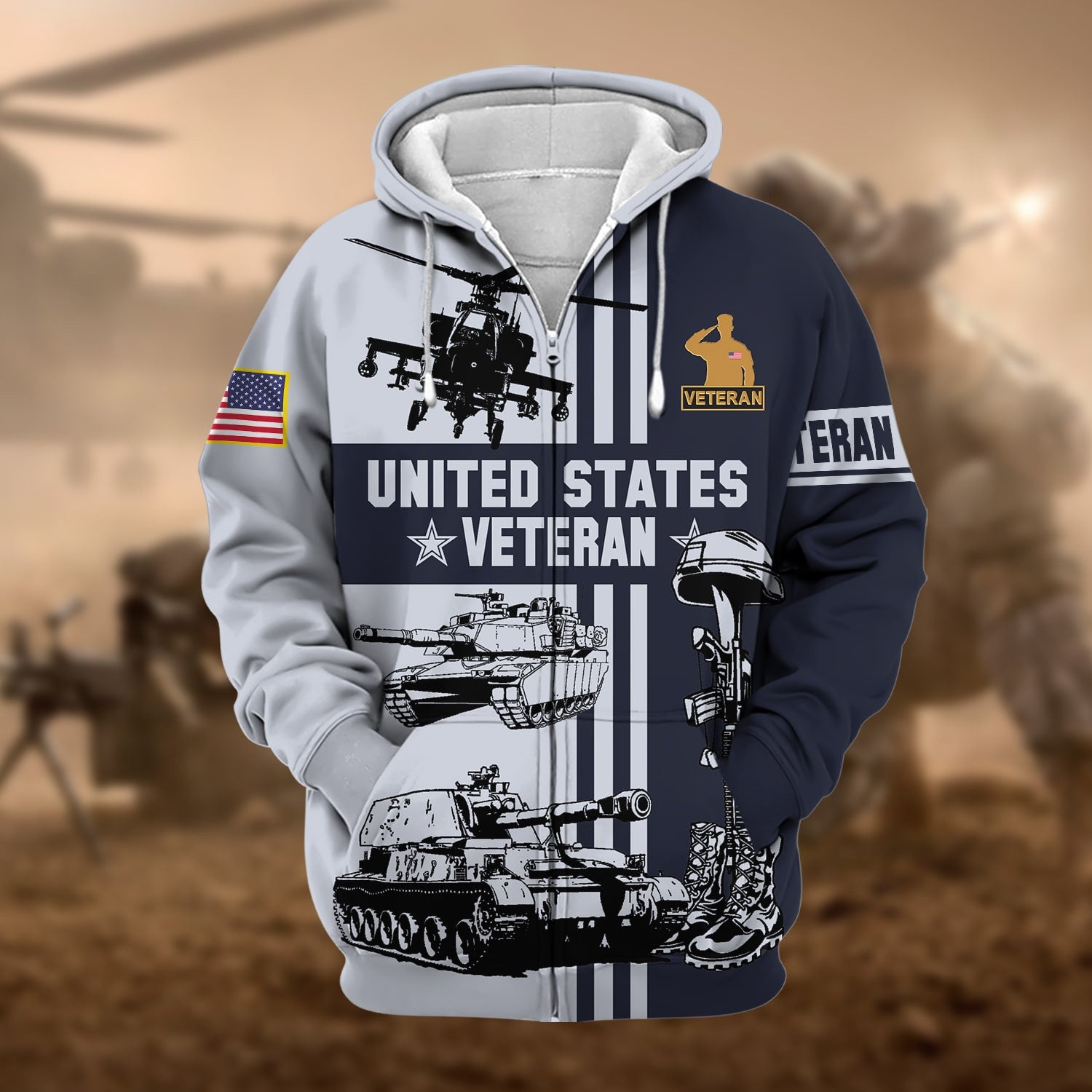 Premium US Veteran Zip Hoodie
