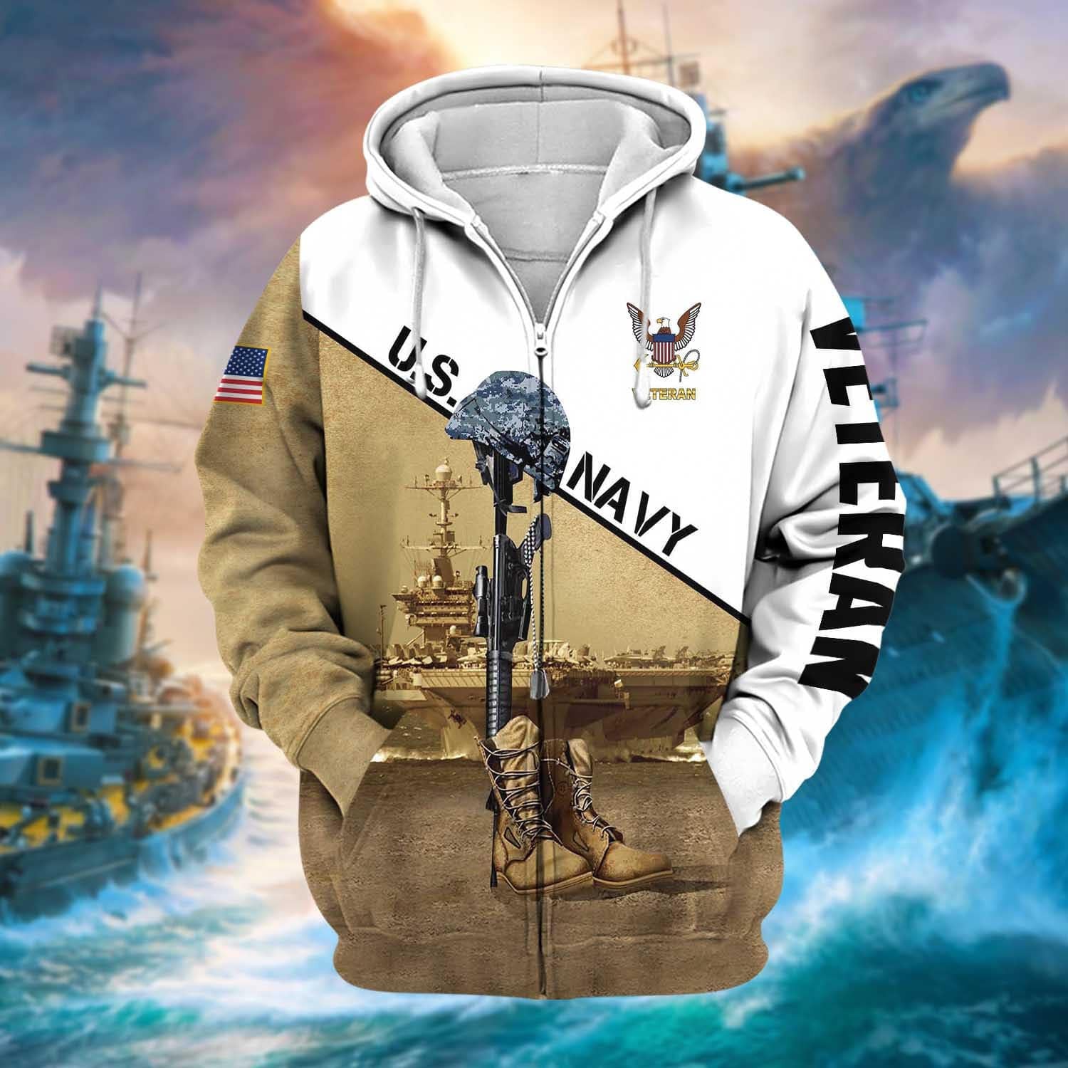Premium US Veteran Zip Hoodie