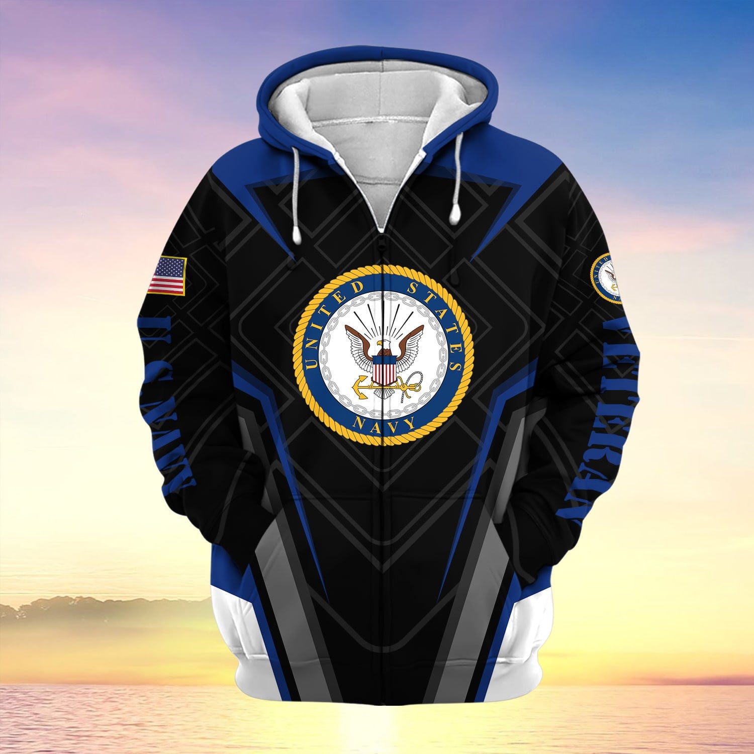 US Veteran Proudly Served Multiservice Zip Hoodie